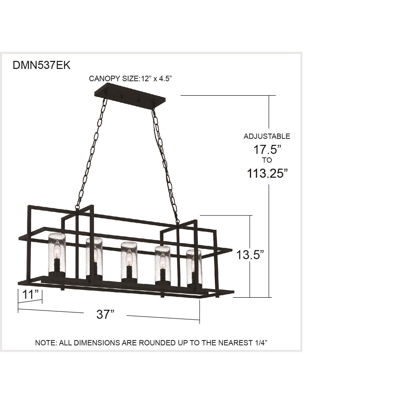 Damien 37 Inch 5 Light Linear Suspension Light by Quoizel