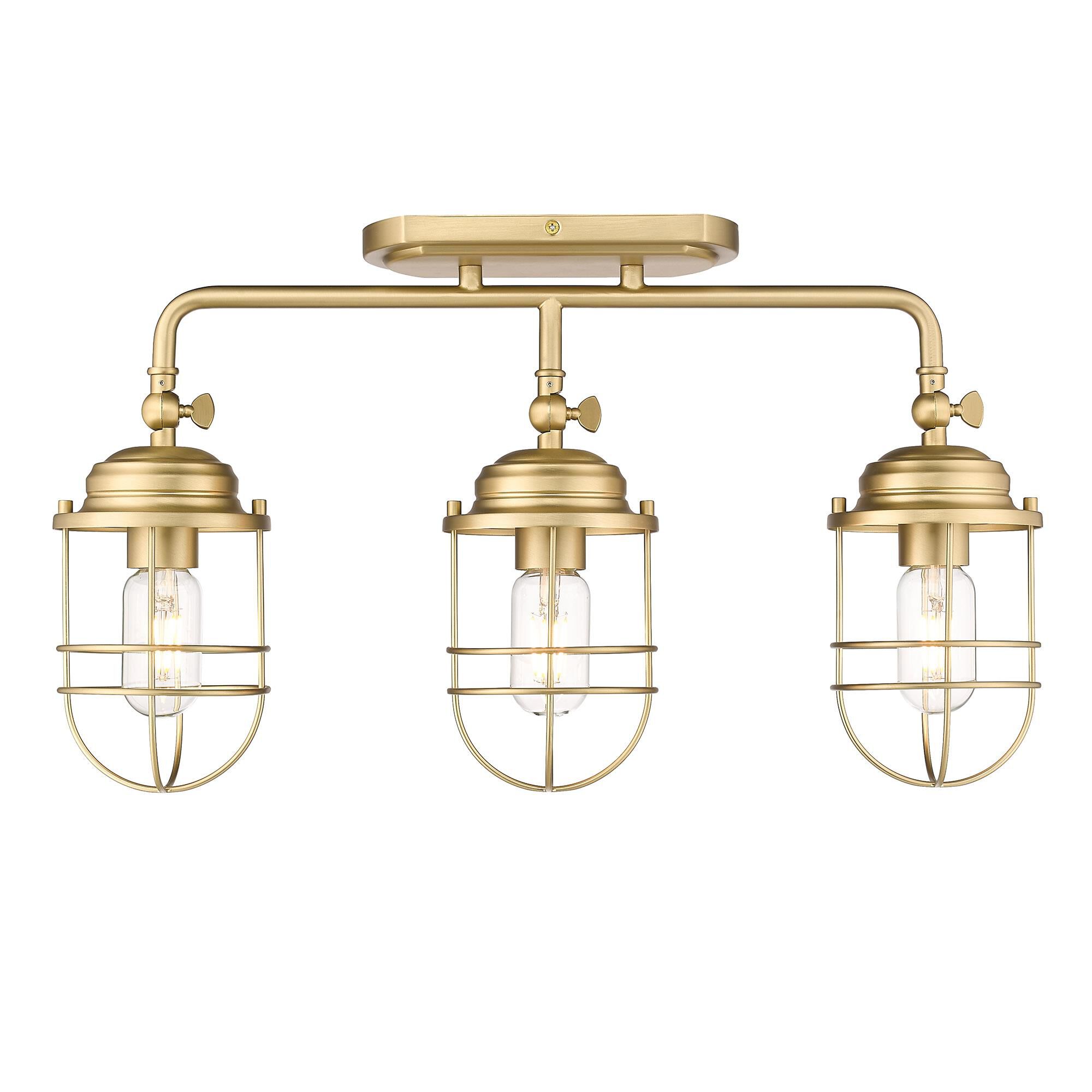 Shown in Brushed Champagne Bronze finish and BCB Metal Cage shade