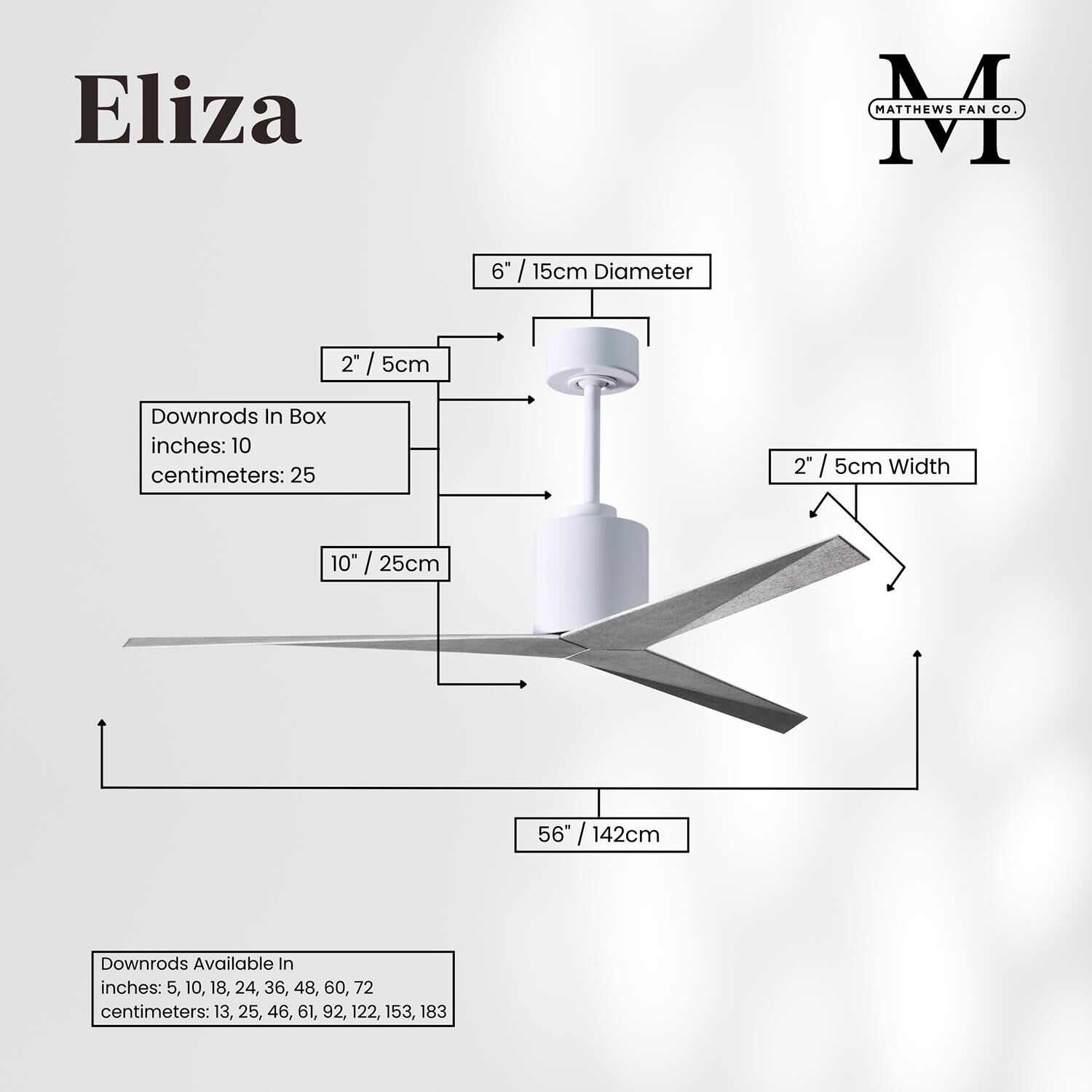 Eliza Outdoor Rated 56 Inch Ceiling Fan by Matthews Fan Company