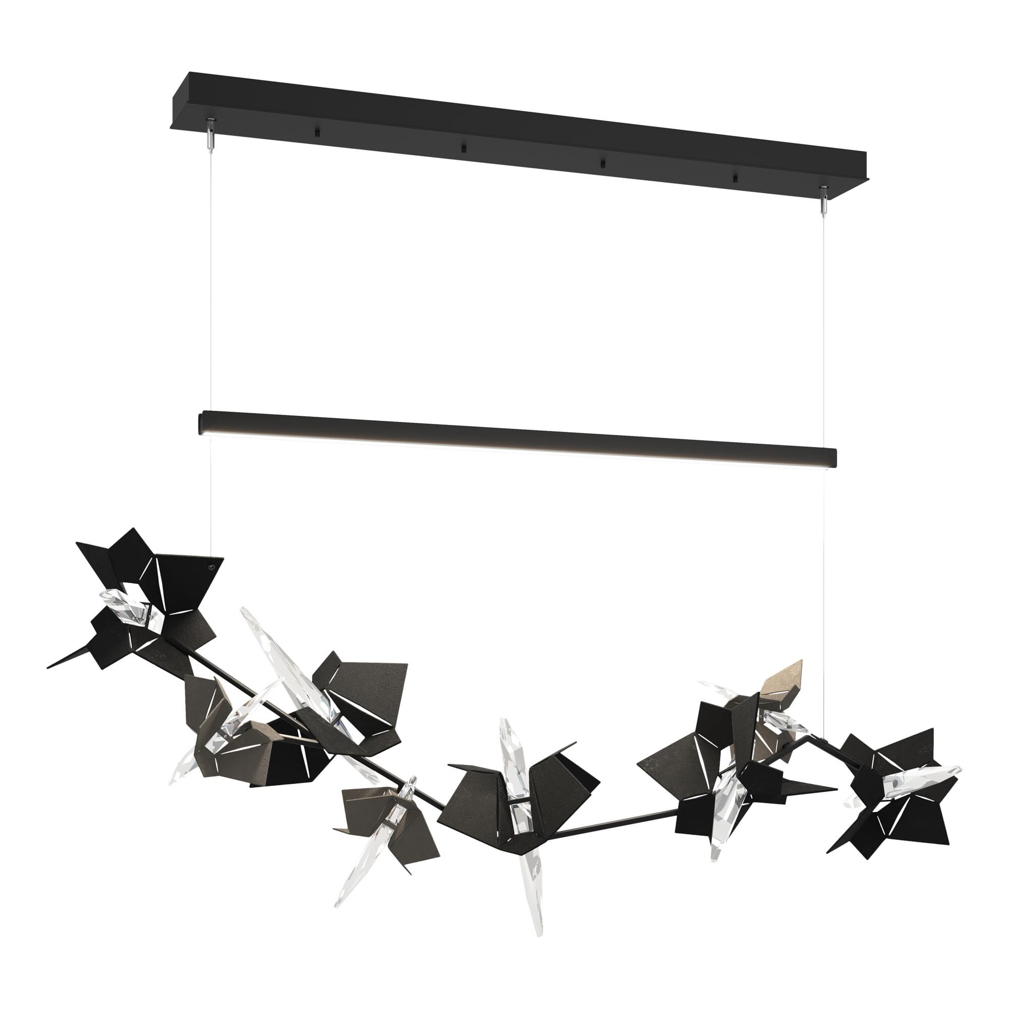 Shown in Black finish and Swarovski crystal and Black glass and Dark Smoke accent