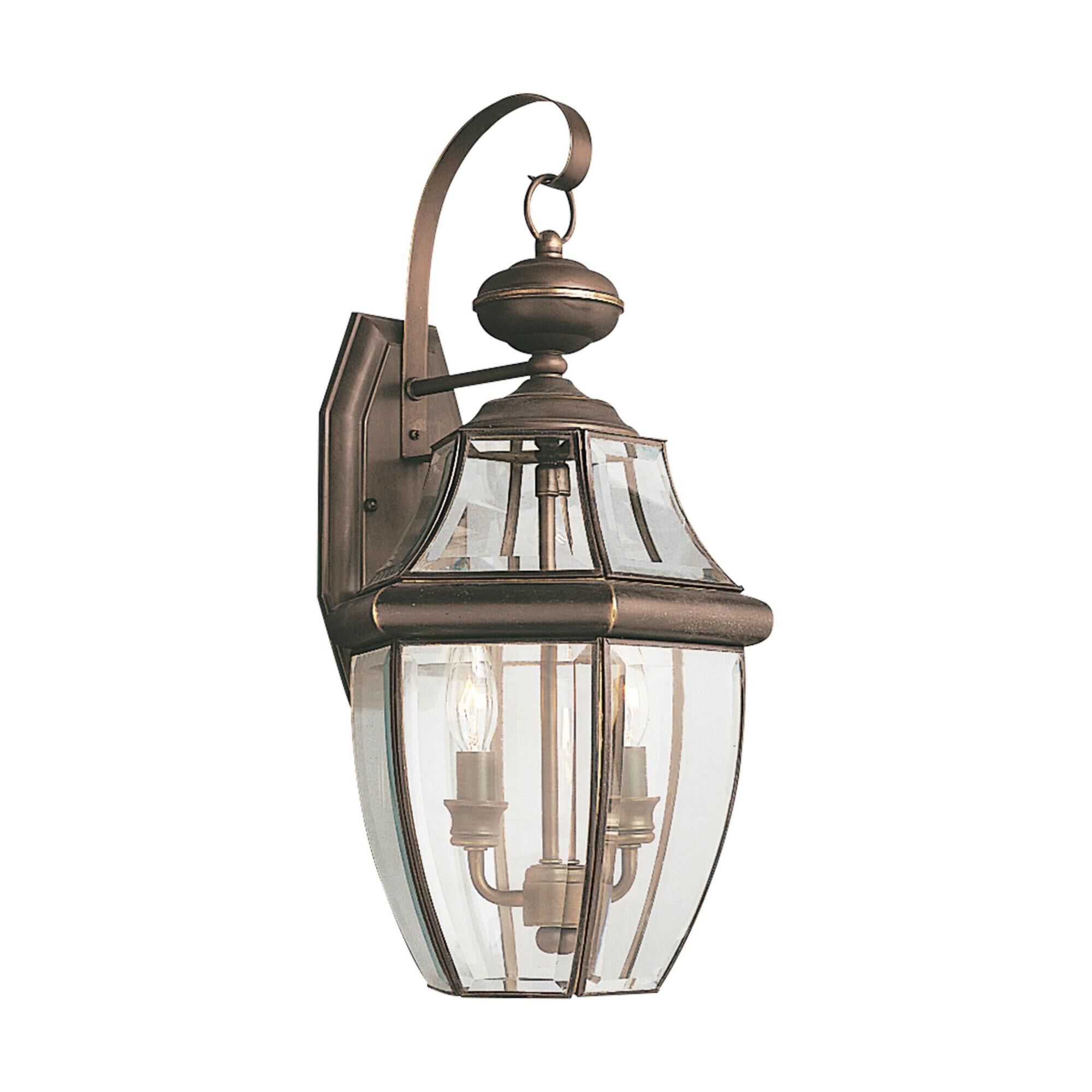 Shown in Antique Bronze finish and Clear Curved Beveled  Panels glass and Clear Curved Beveled Glass Panels shade