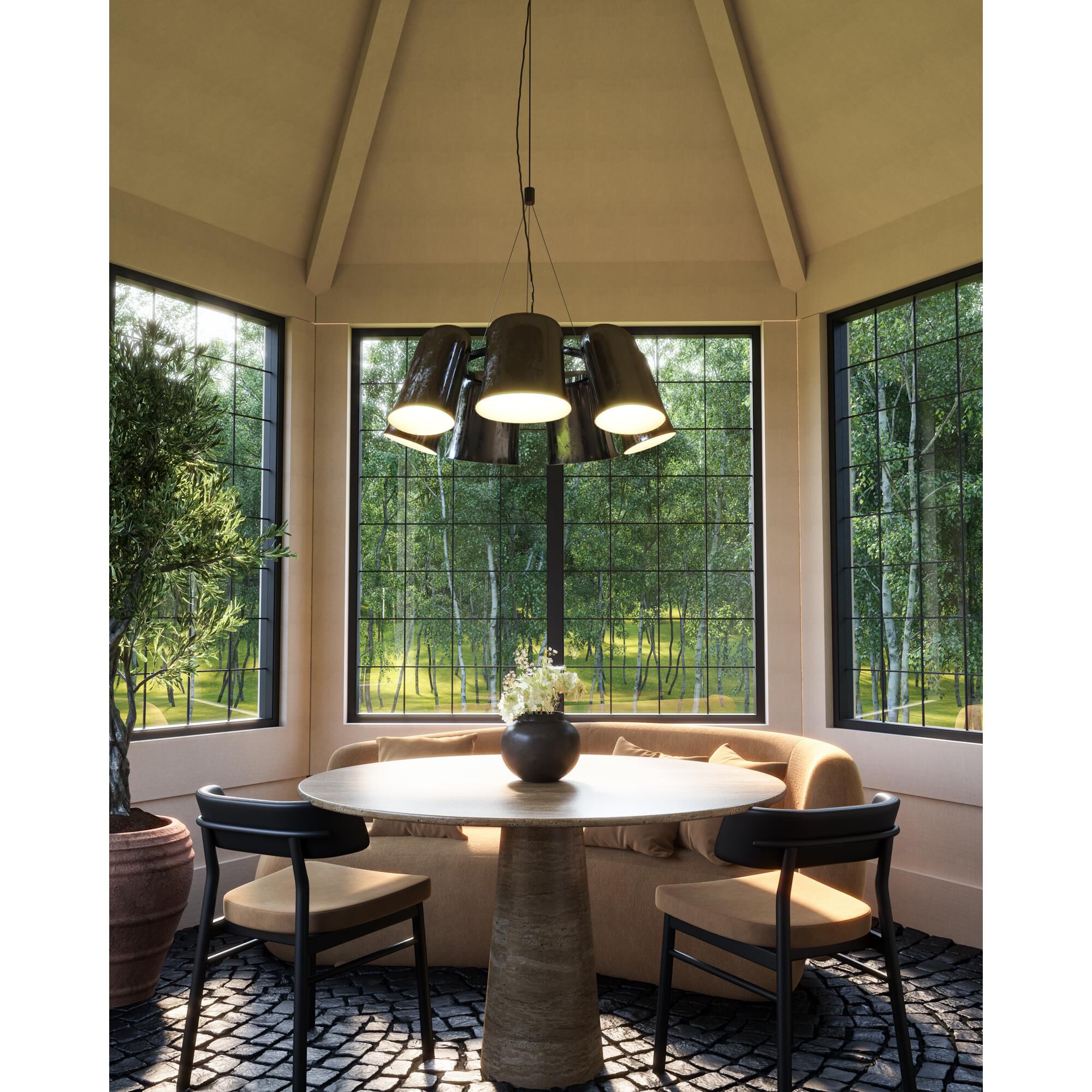 Shown in Glossy Black finish and Steel shade