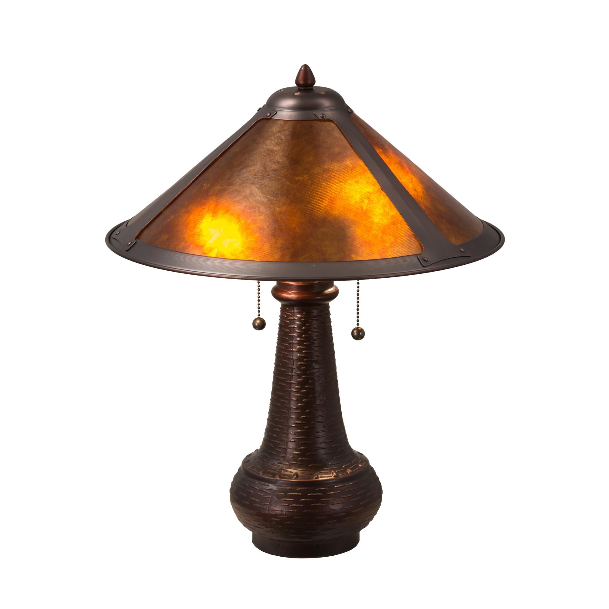Shown in Mahogany Bronze finish and Amber Mica glass