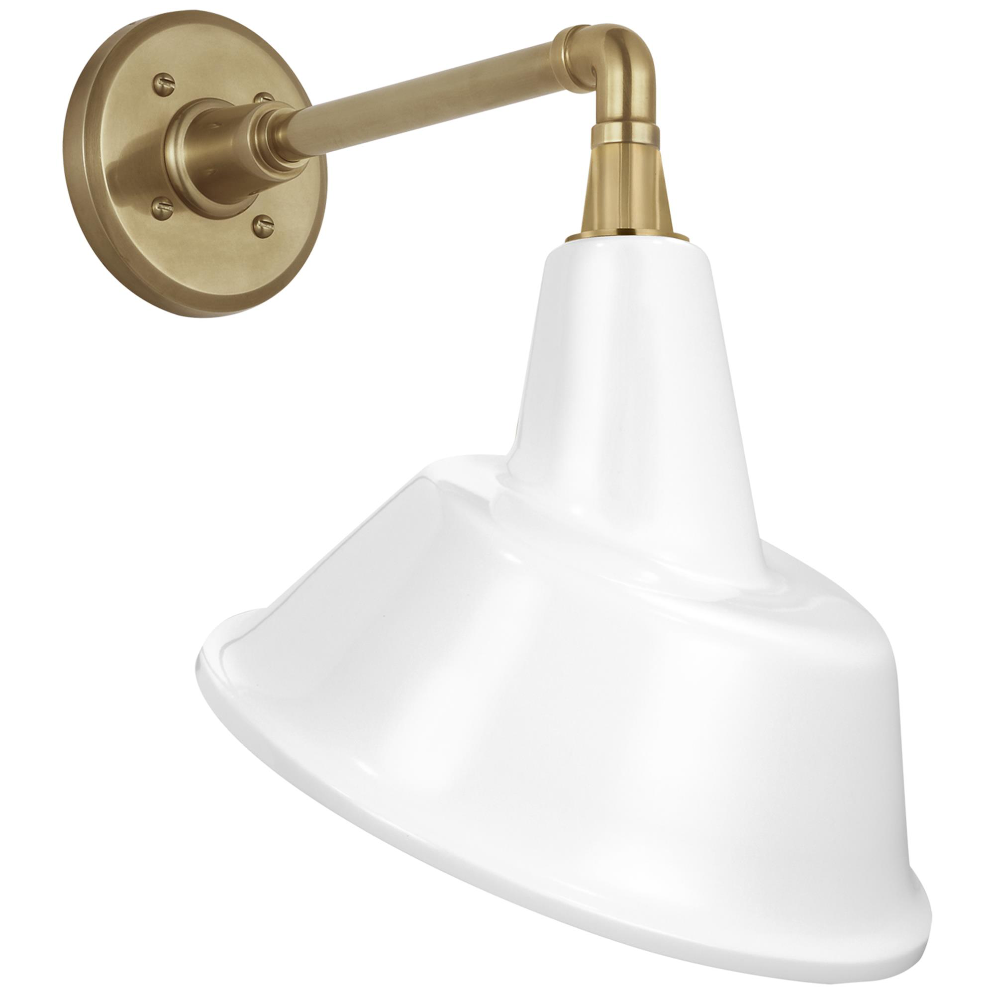Shown in Hand-Rubbed Antique Brass finish and White Tilted Bowers shade