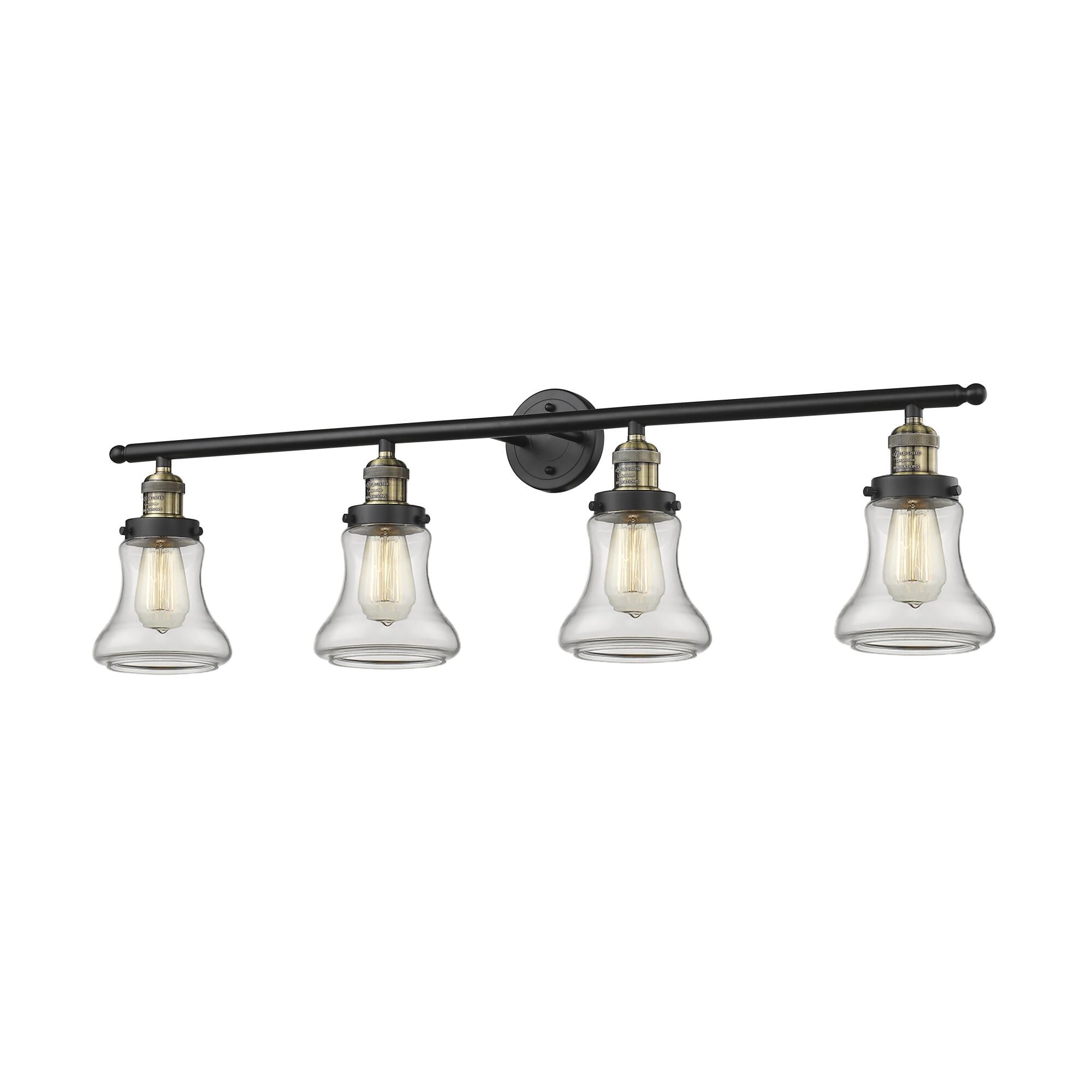Shown in Black Antique Brass finish and Clear glass