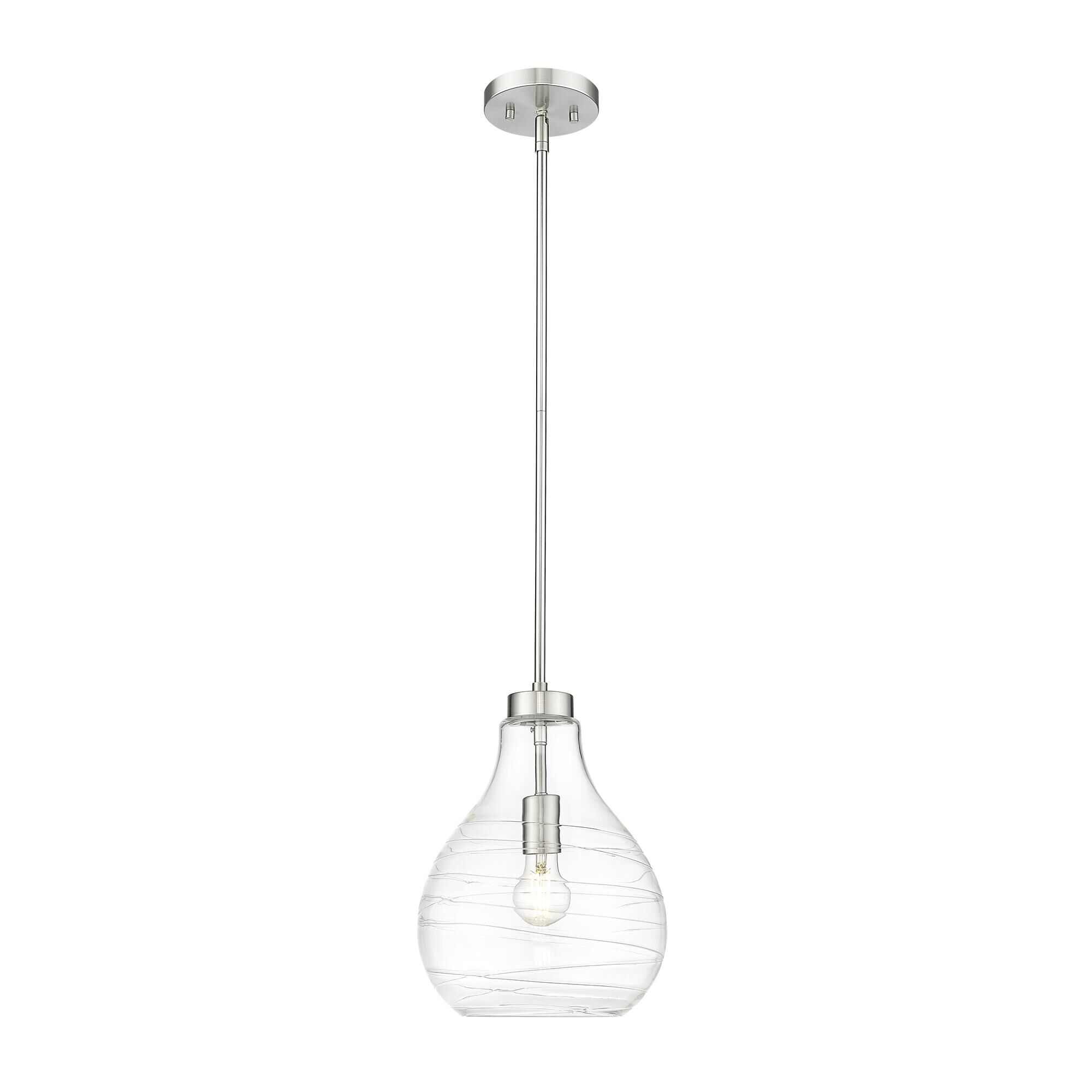 Shown in Brushed Nickel finish and Clear glass and Clear shade