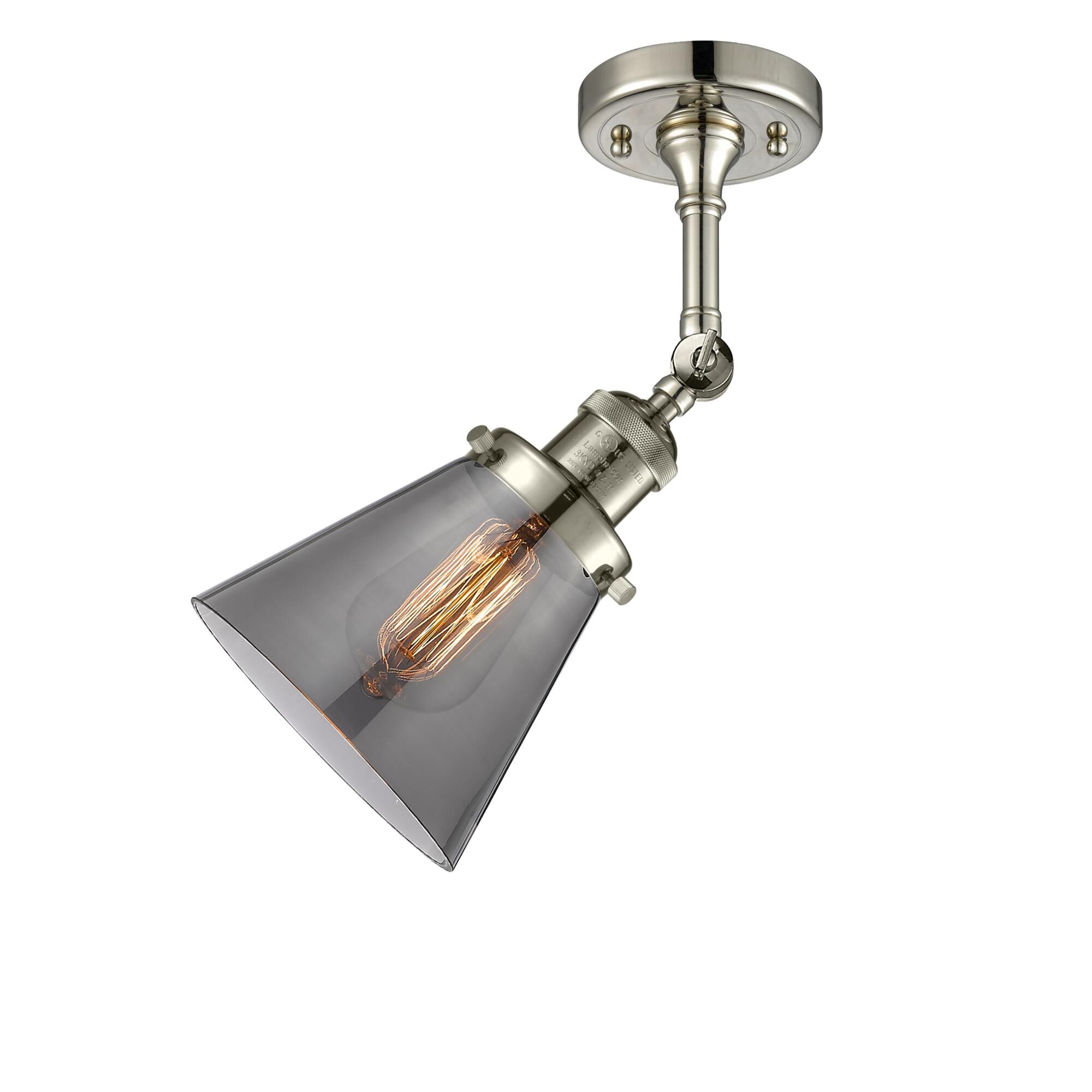 Shown in Polished Nickel finish and Smoked glass and None accent