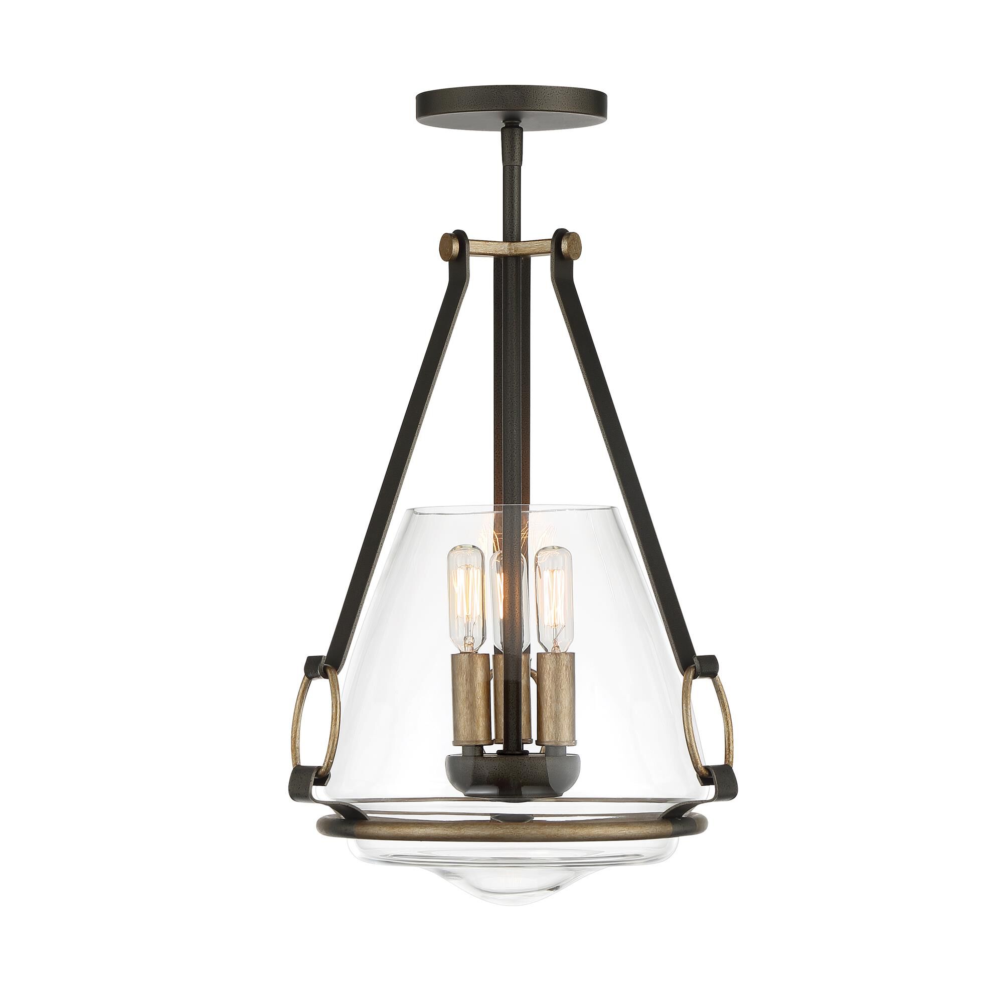 Shown in Smoked Iron W/Aged Gold finish and Clear glass and Clear Glass shade