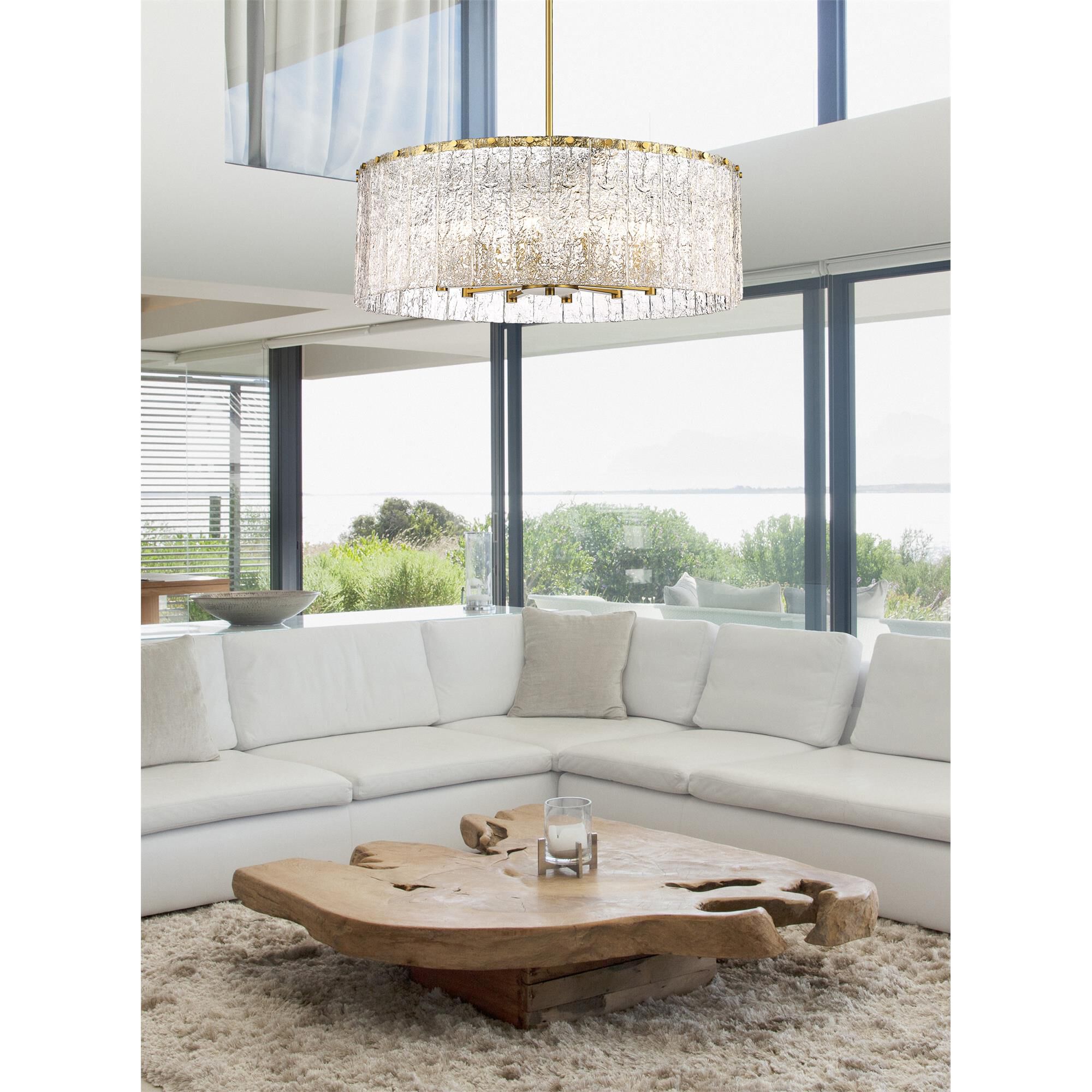 Shown in Modern Gold finish and Clear glass