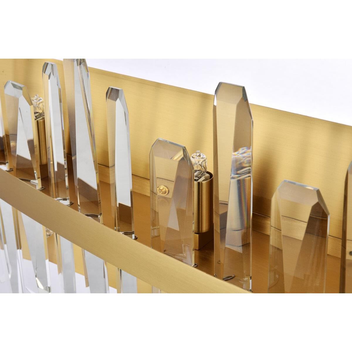 Shown in Satin Gold finish and Royal Cut crystal