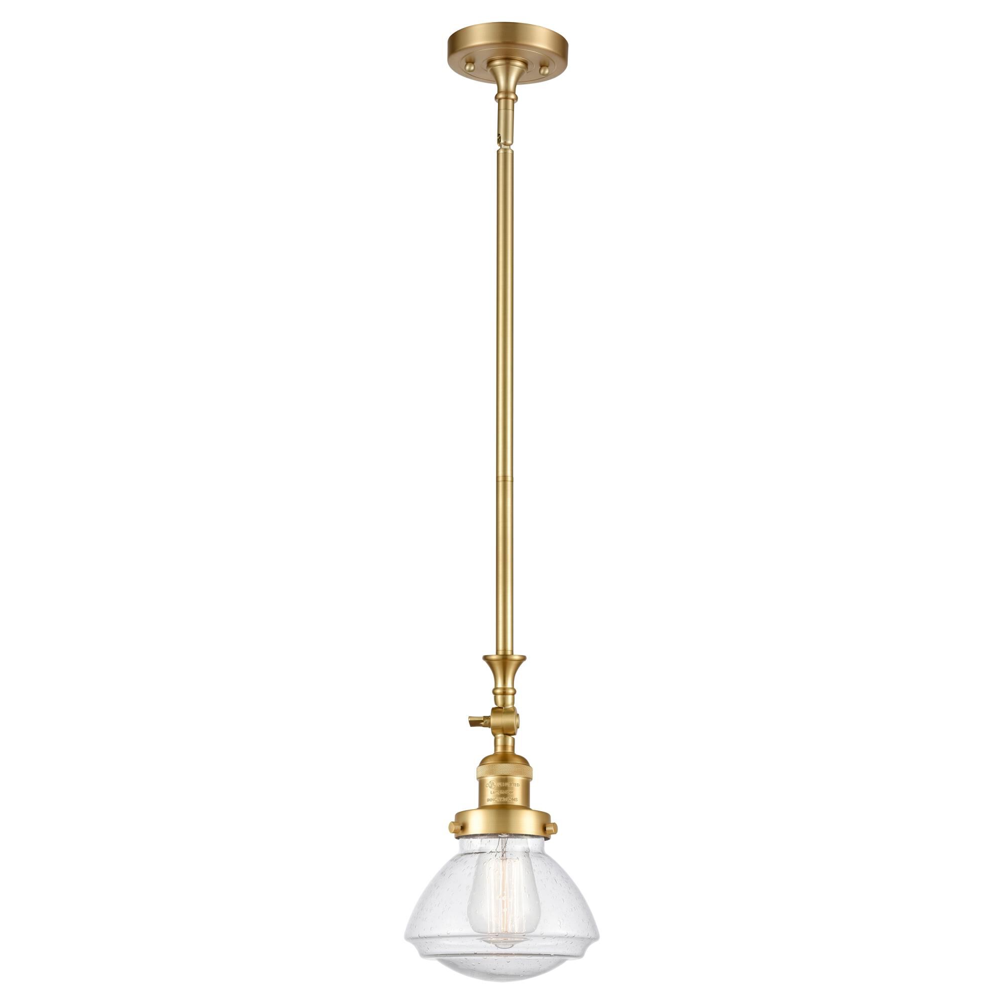Shown in Satin Gold finish and Seedy Olean glass