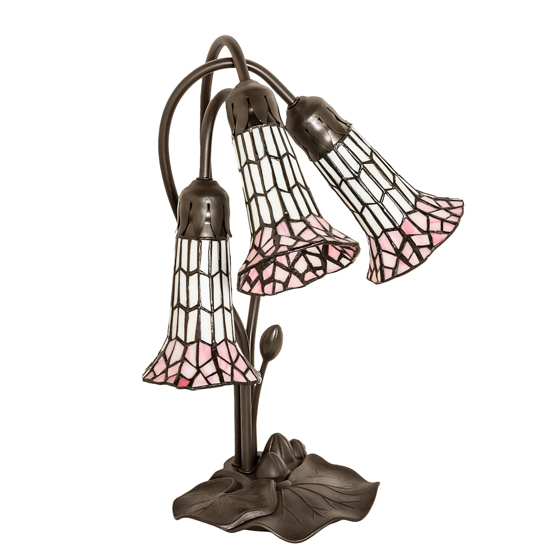 Shown in Mahogany Bronze finish and Pink;White glass