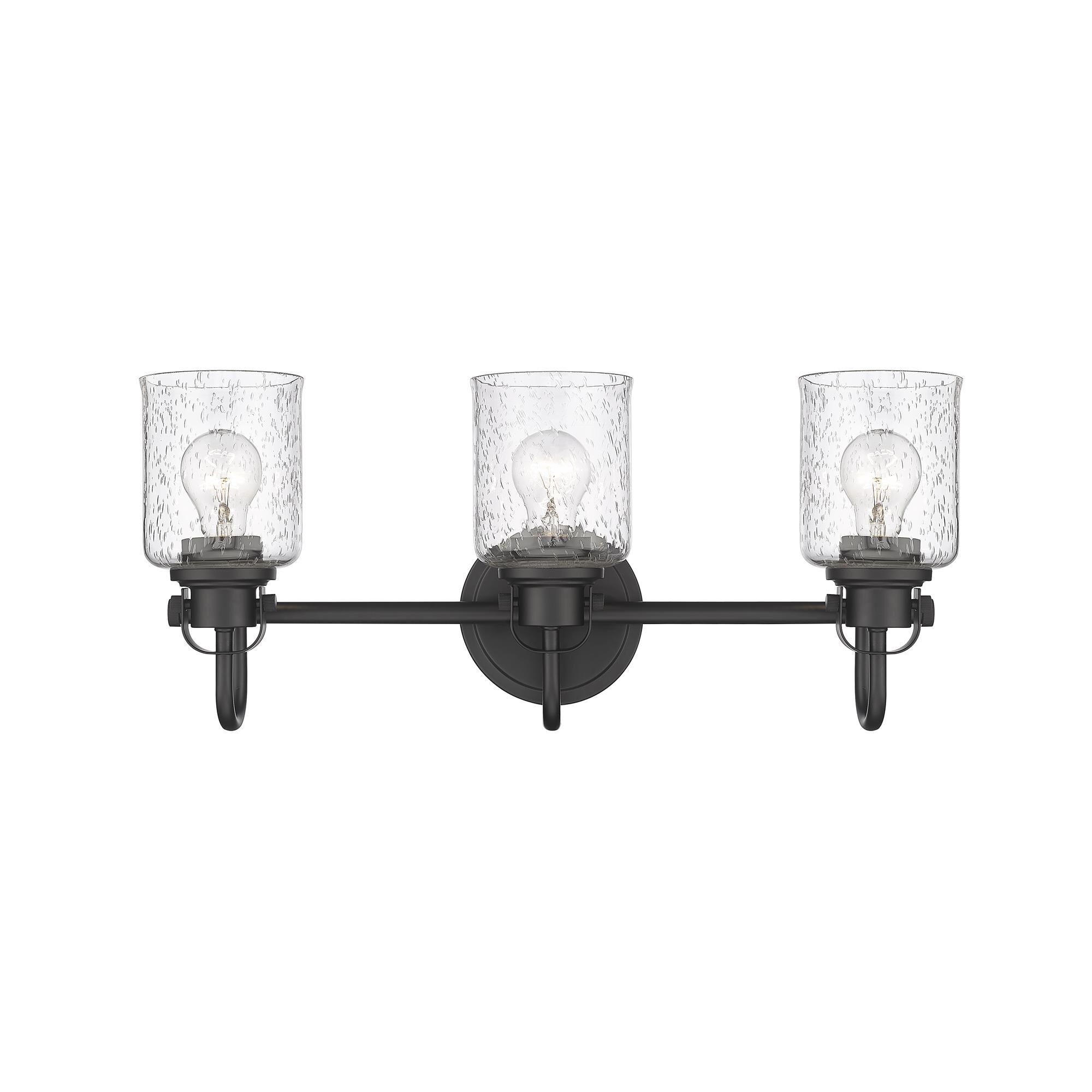 Shown in Matte Black finish and Glass shade
