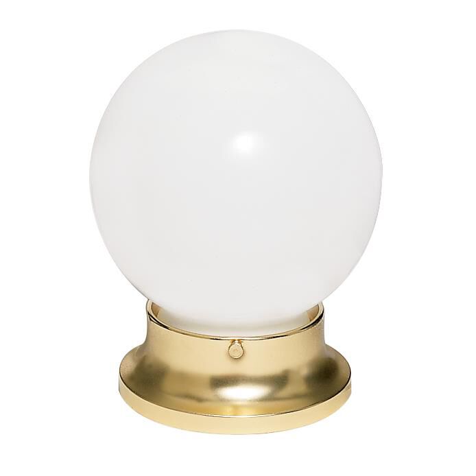 Shown in Polished Brass finish and White Ball glass