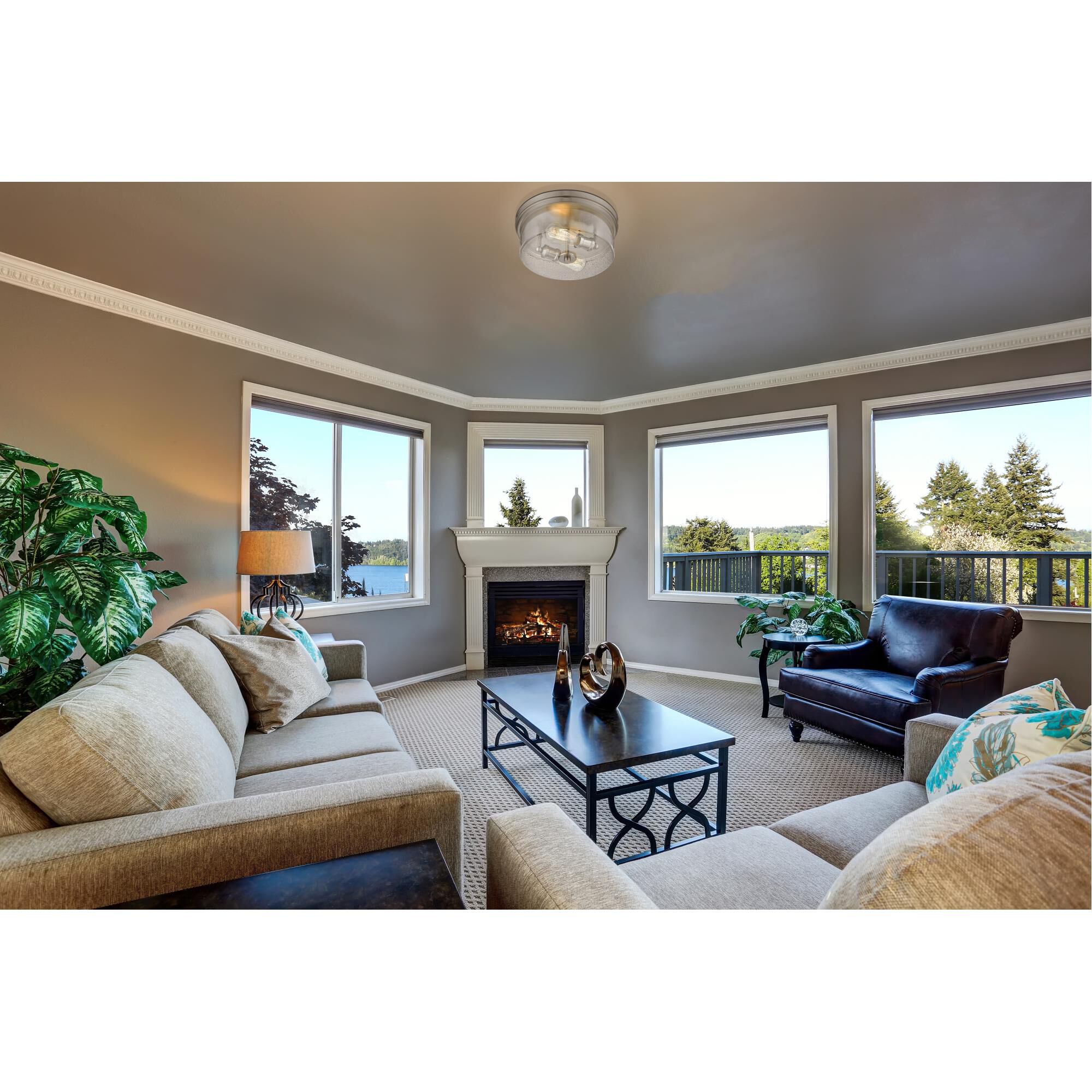 Shown in Brushed Nickel finish and Glass shade