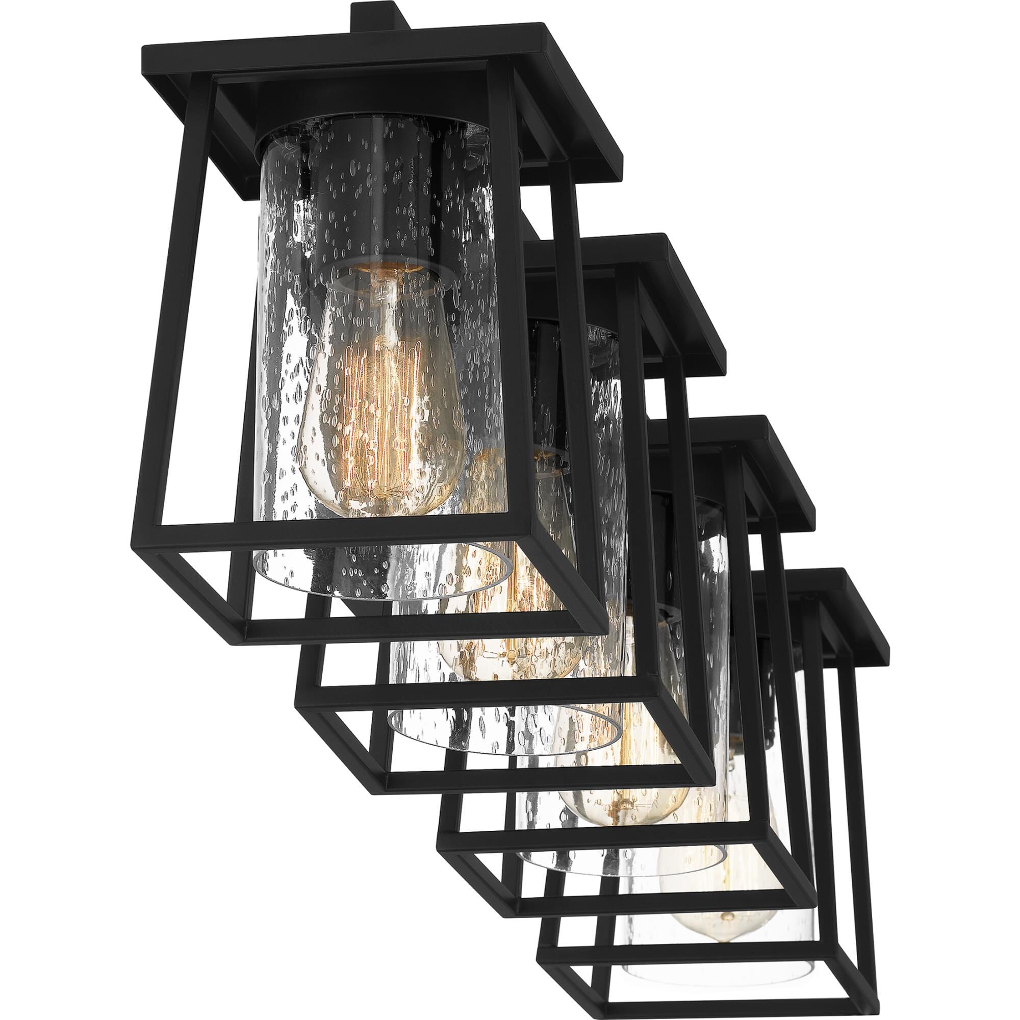 Shown in Matte Black finish and Clear Seeded Glass shade