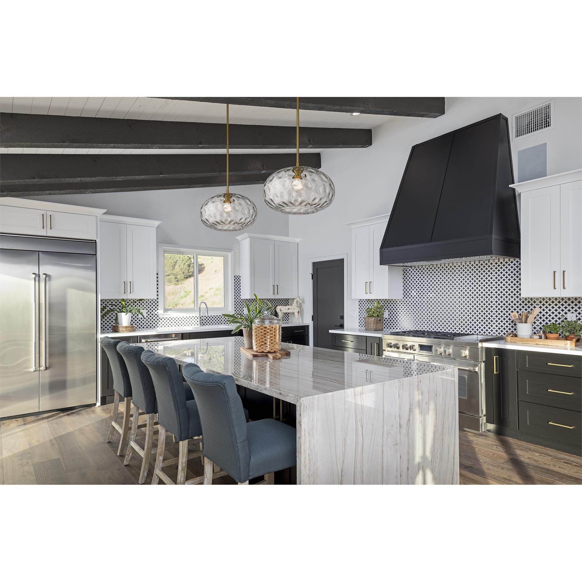 Shown in Olde Brass finish and Glass shade