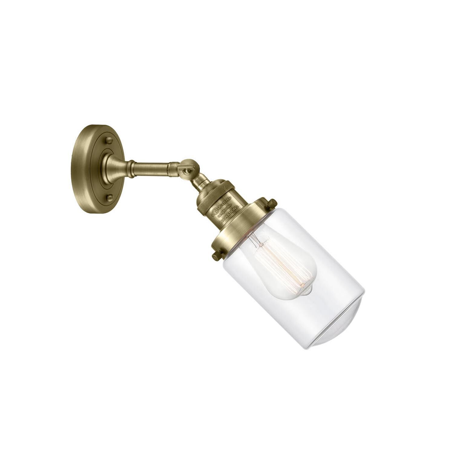 Shown in Antique Brass finish and Schoolhouse glass and Glass shade and Bulb Tint - Amber accent