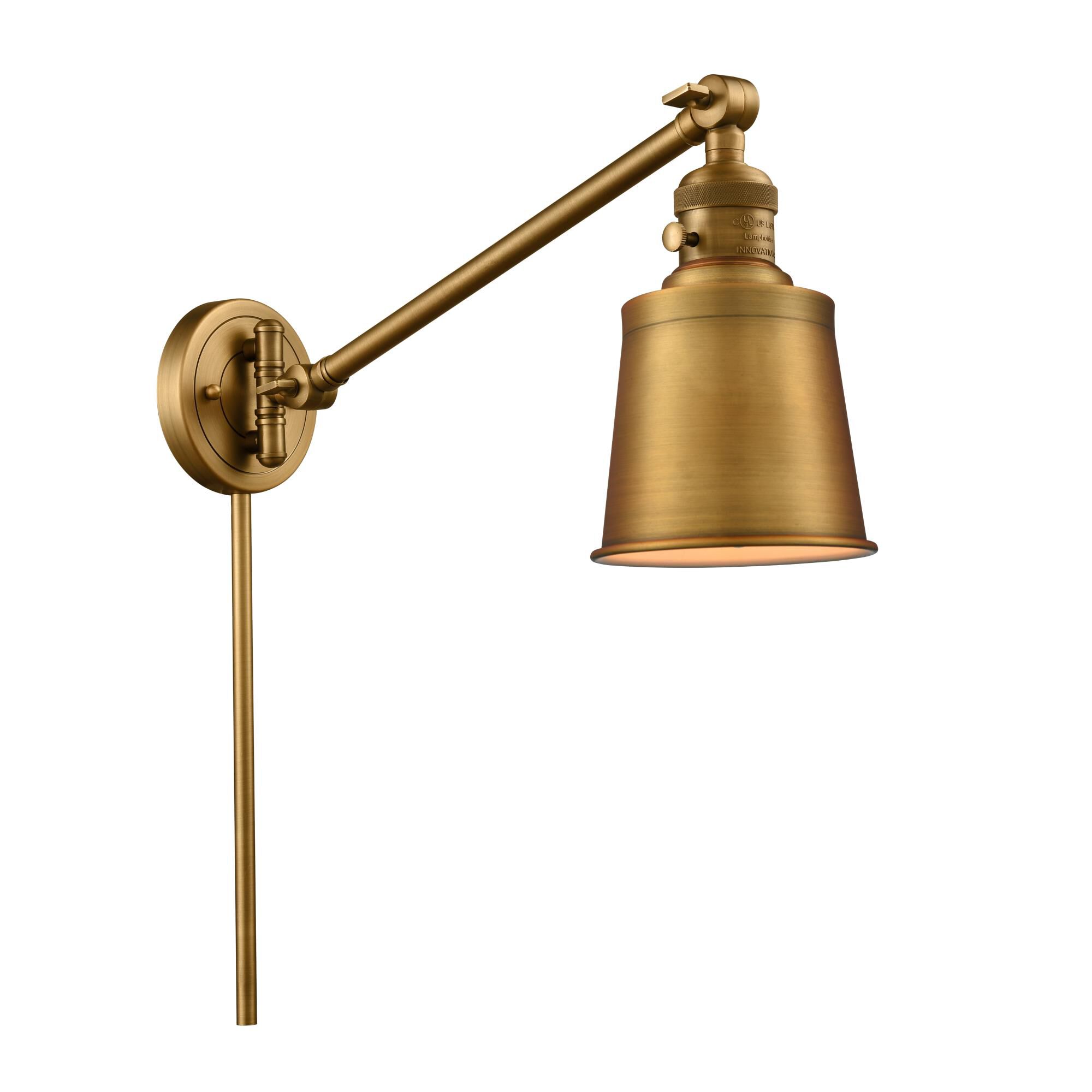 Shown in Brushed Brass finish and Brushed Brass shade
