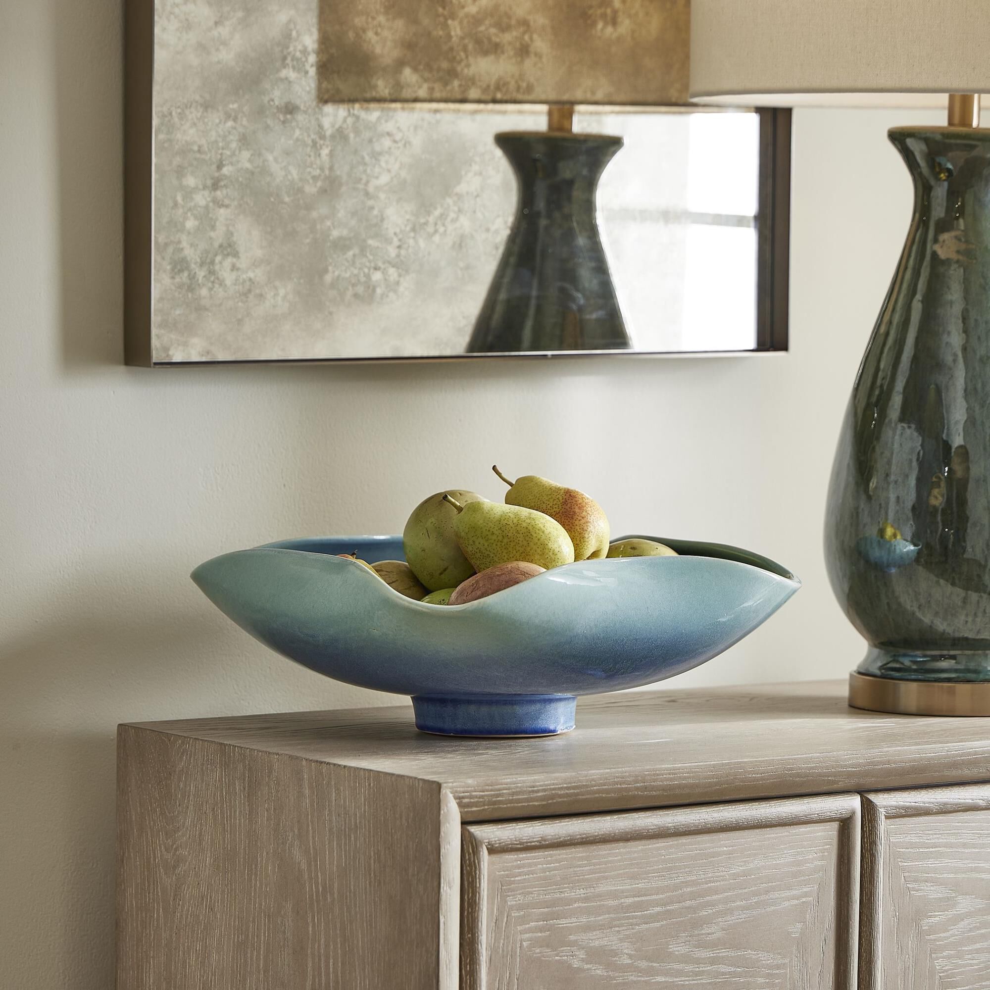 Grace Feyock Blue Lagoon 14 Inch Bowl by Uttermost