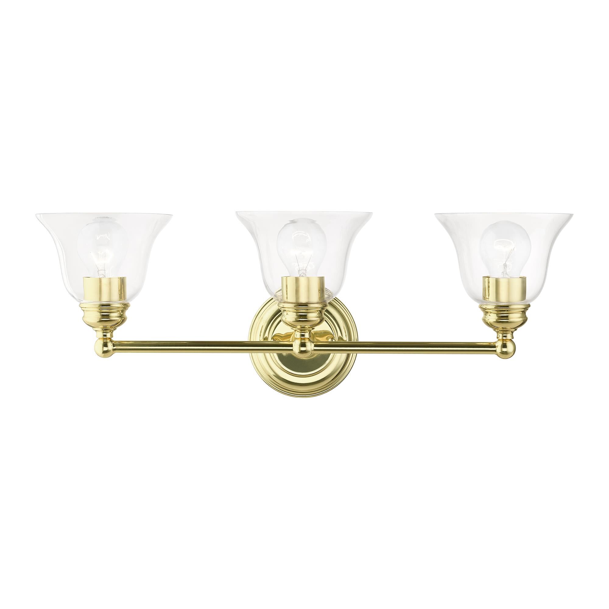 Shown in Polished Brass finish and Hand Blown Clear glass