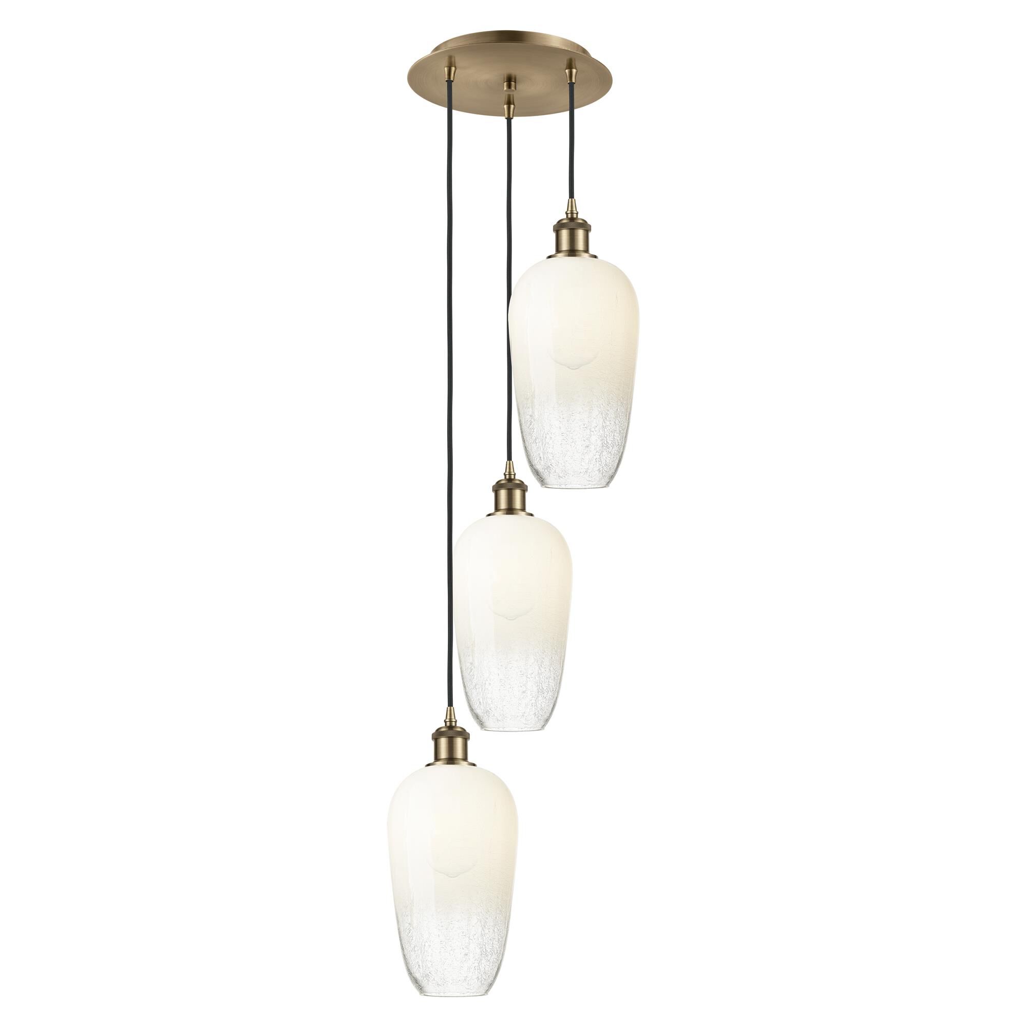 Shown in Antique Brass finish and Opal glass