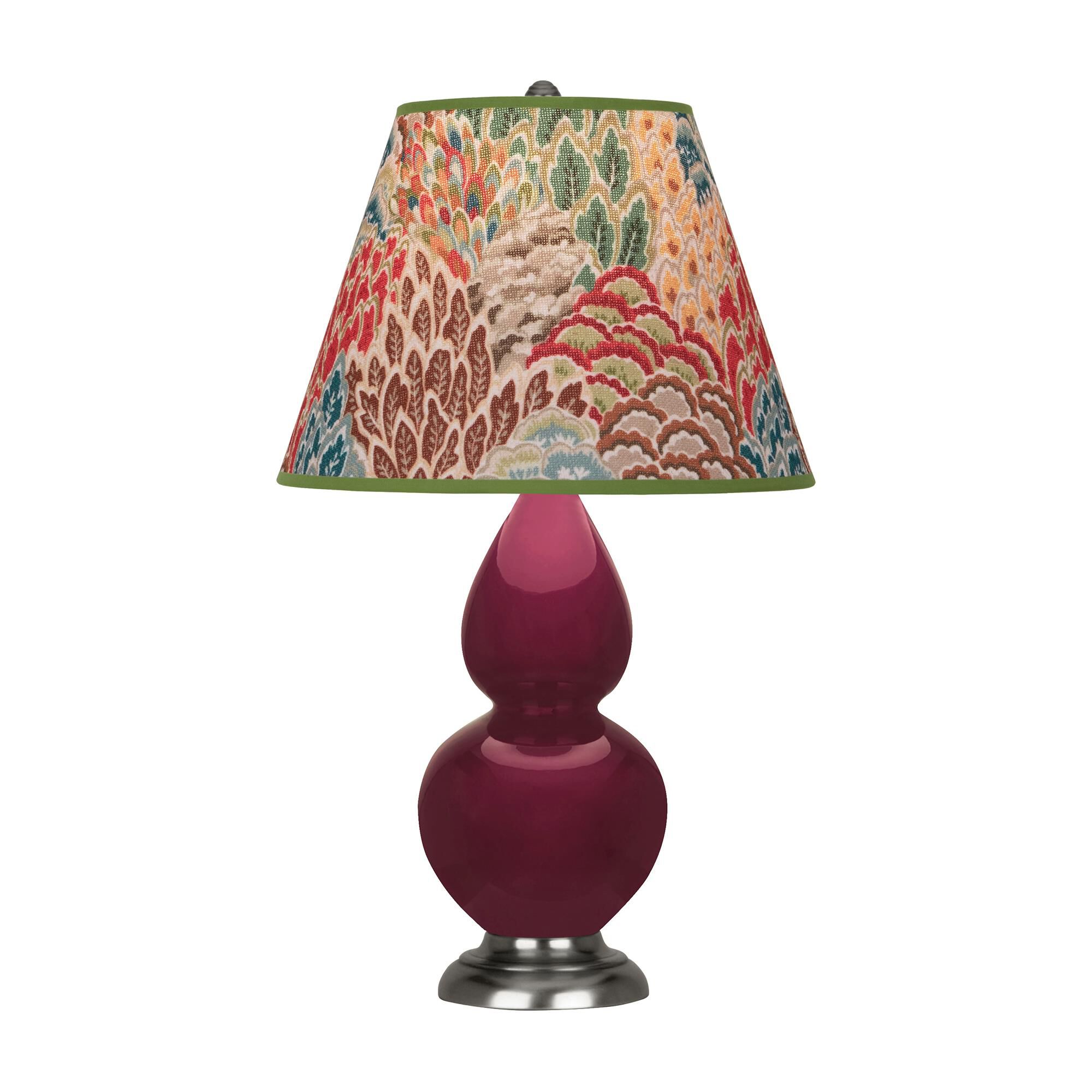 Shown in Sugar Plum finish and Fall Floral shade and Antique Silver accent