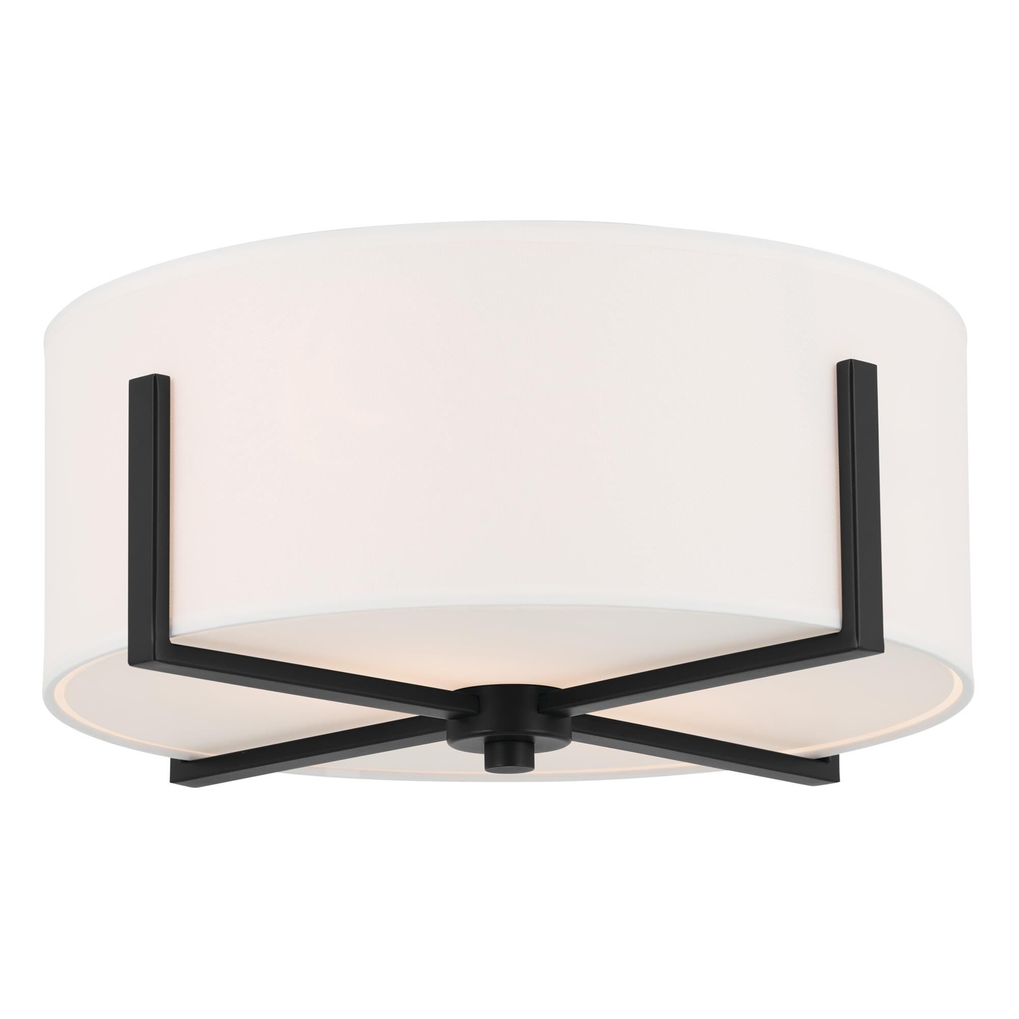 Shown in Black finish and Fabric and Drum Linen shade
