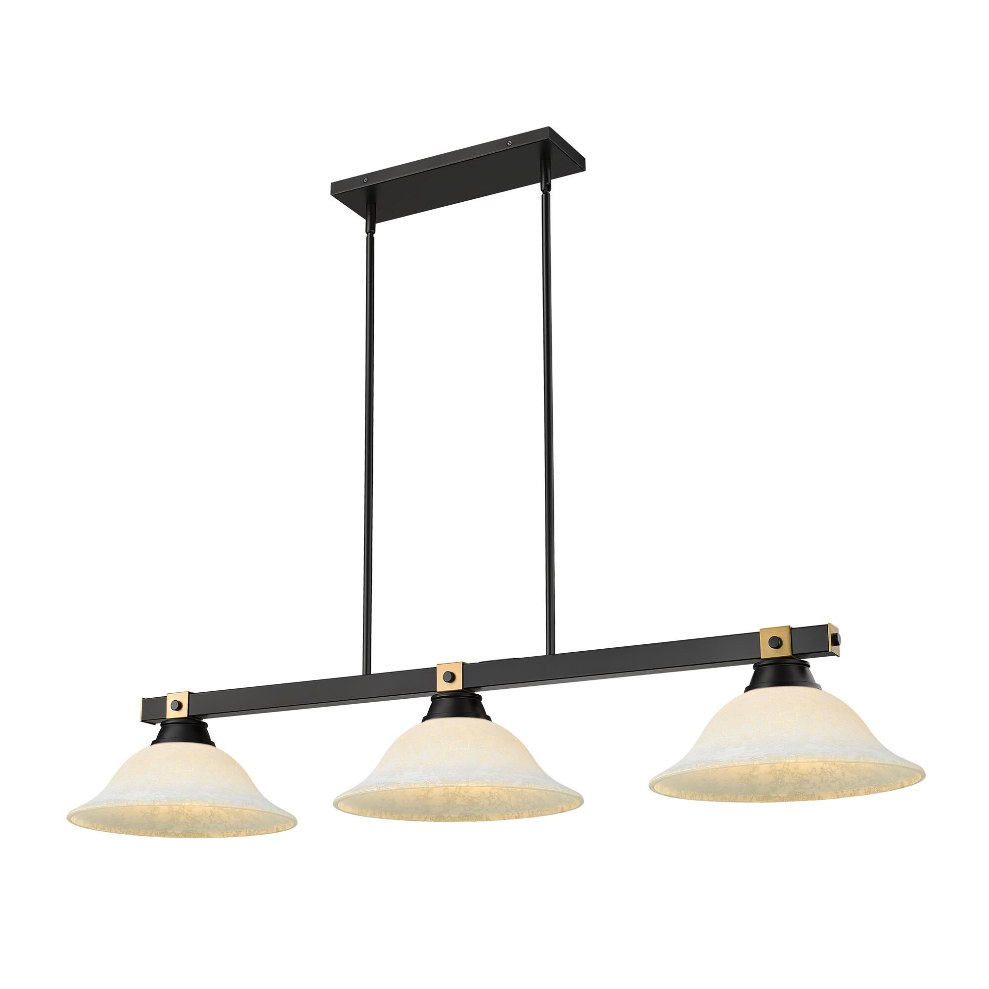 Shown in Matte Black + Rubbed Brass finish and White Mottle glass and White Mottle shade