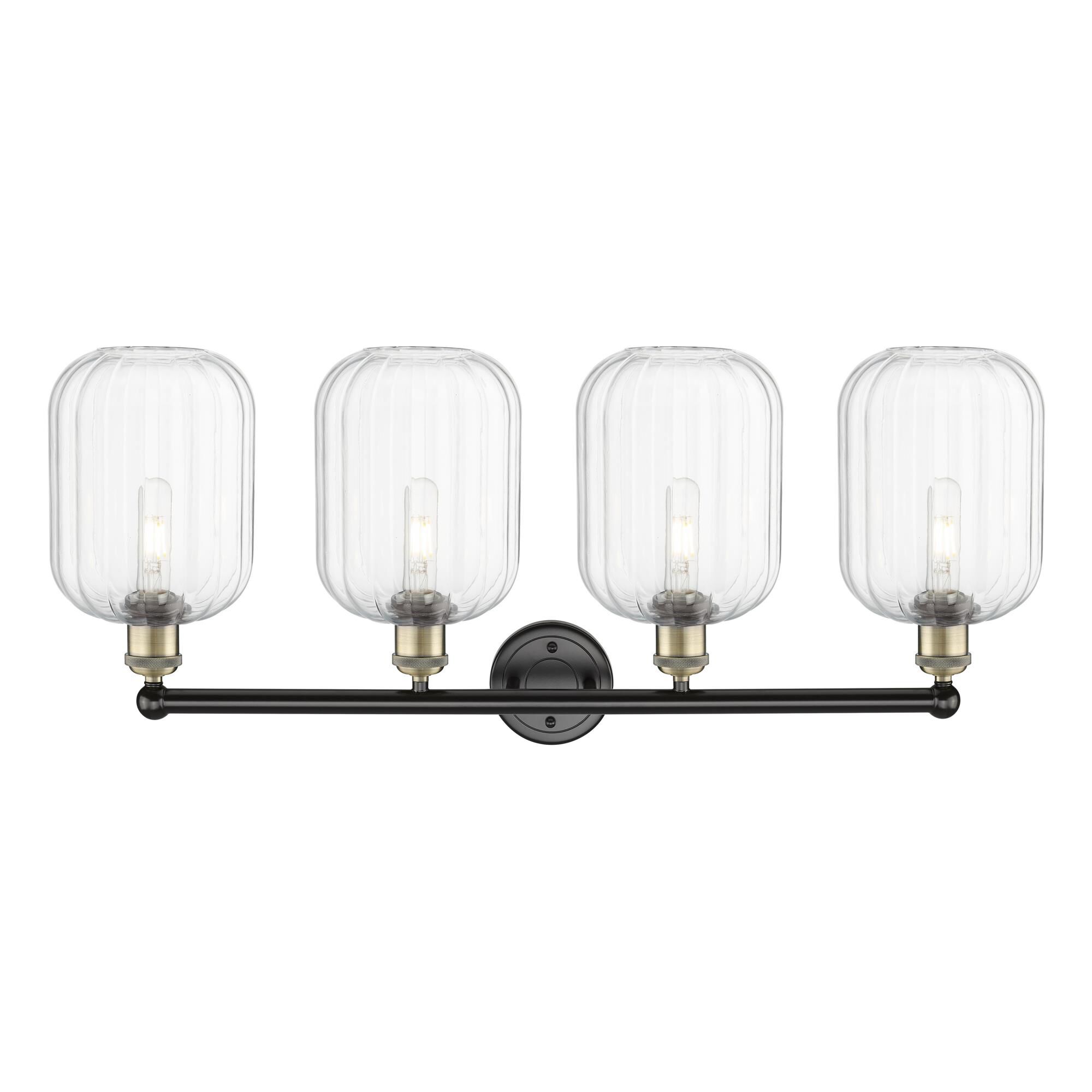 Shown in Black Antique Brass finish and Clear glass