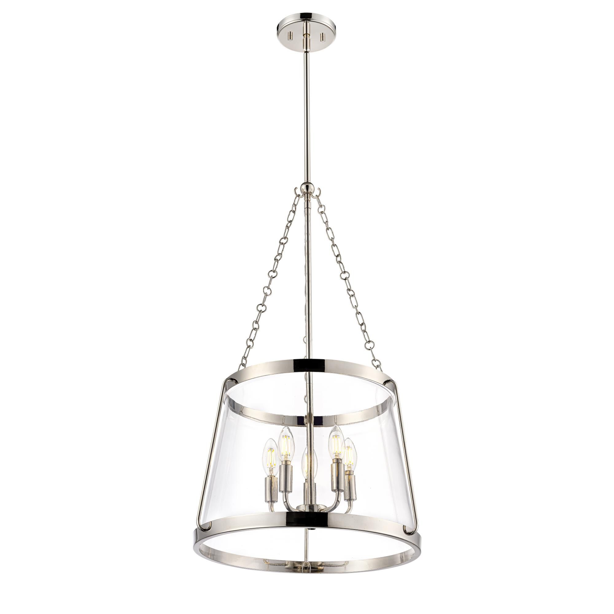 Shown in Polished Nickel finish and Clear glass