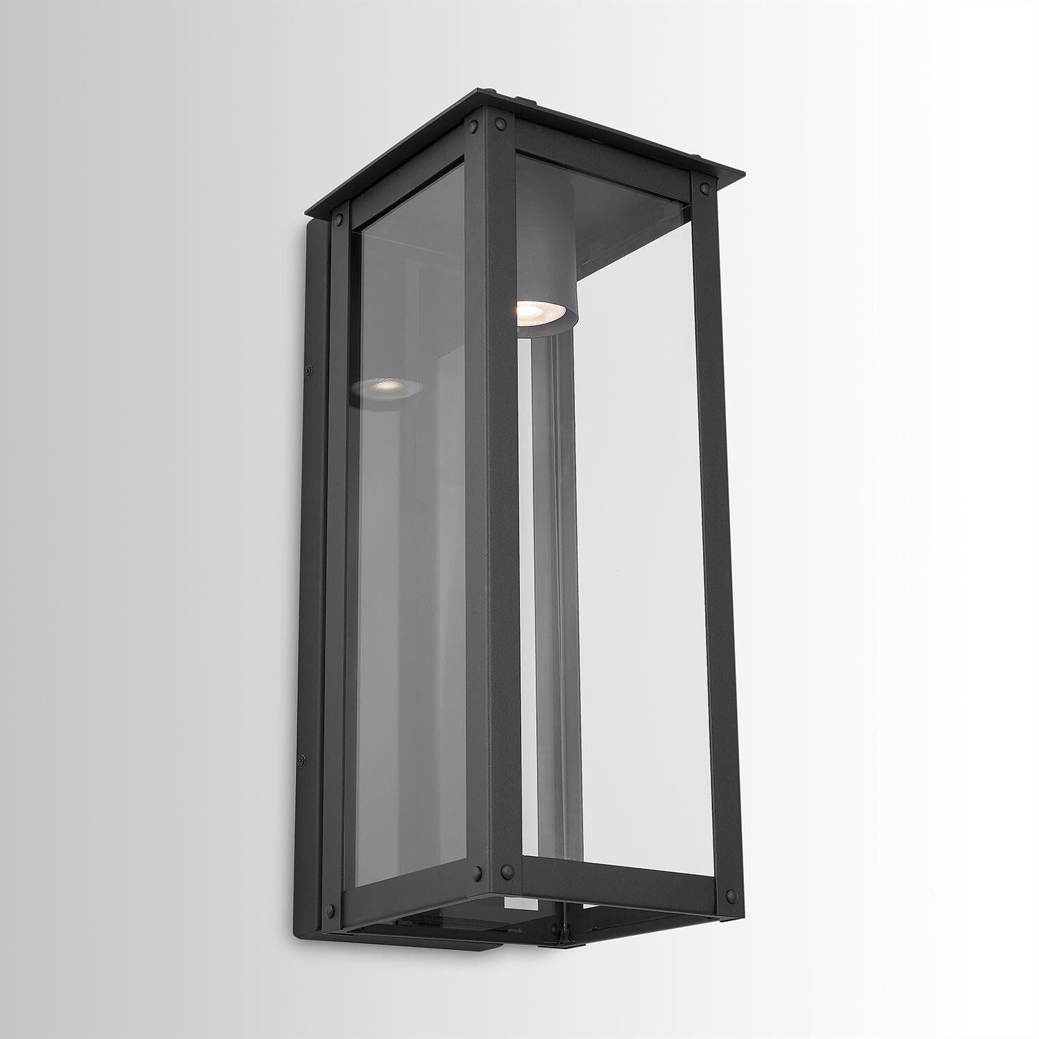 Shown in Black finish and Clear glass