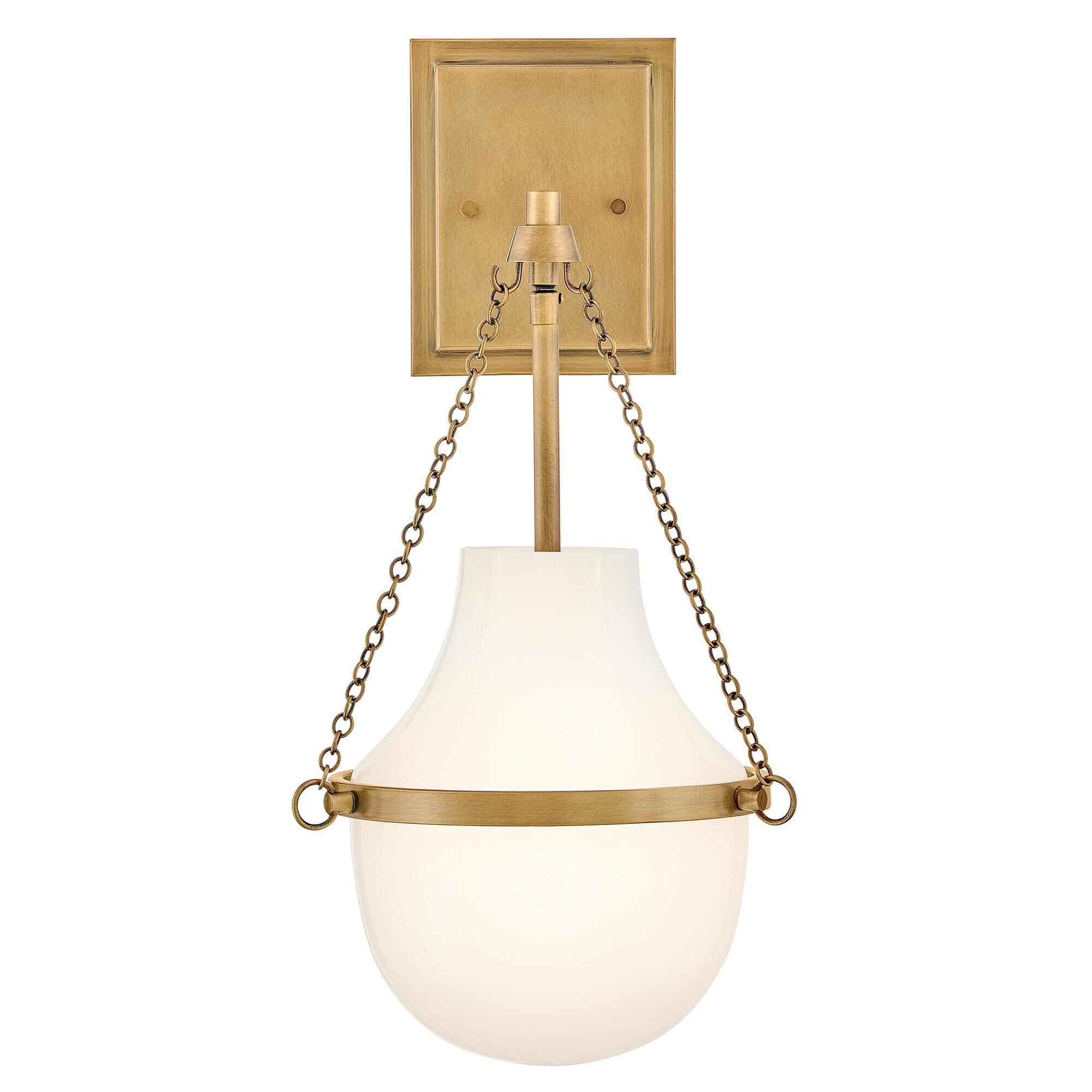 Shown in Heritage Brass finish and Cased Opal glass