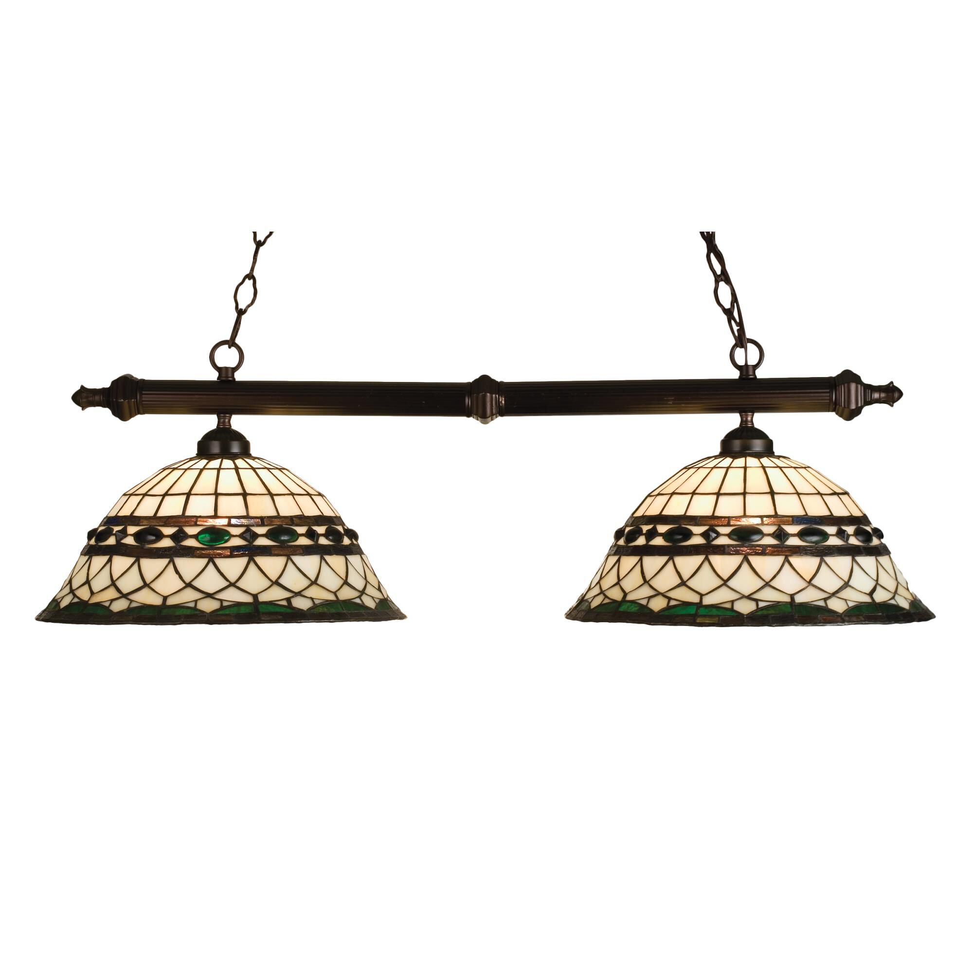 Shown in Mahogany Bronze finish and Beige-Green glass