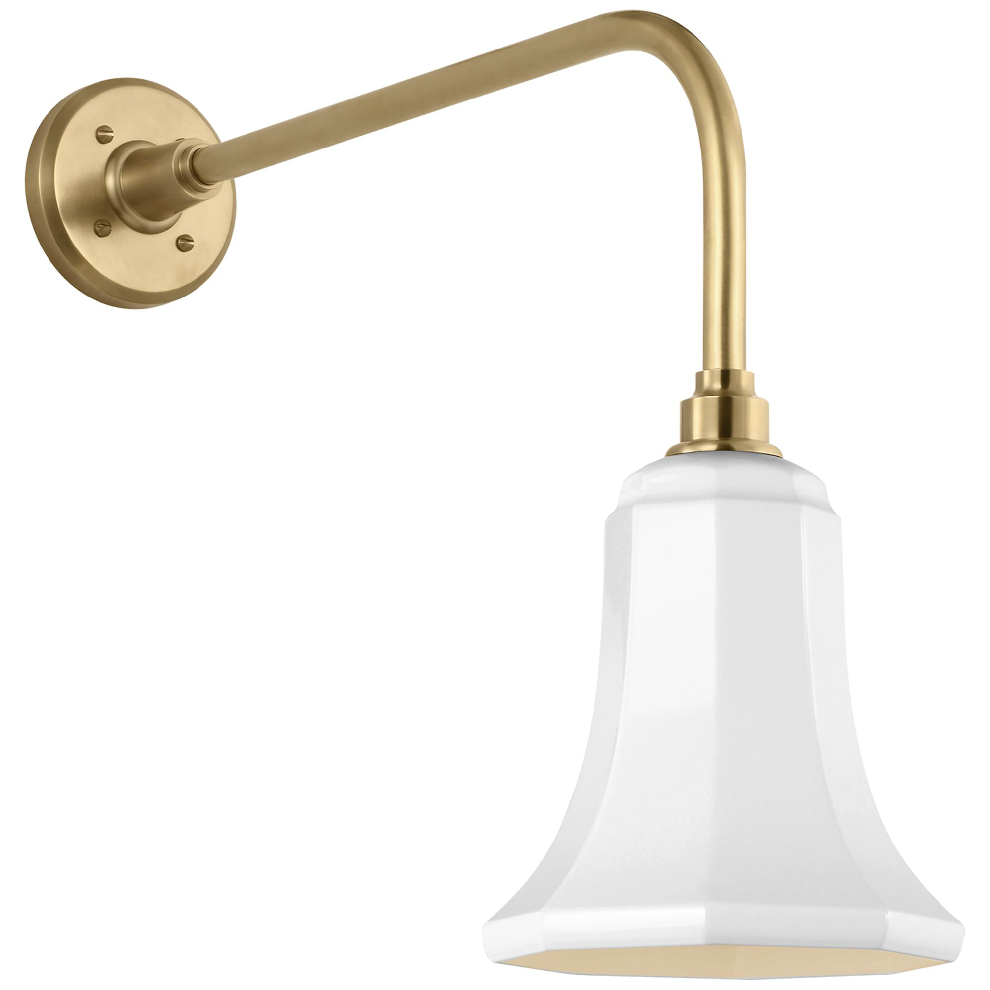 Shown in Hand-Rubbed Antique Brass finish and White Savannah shade
