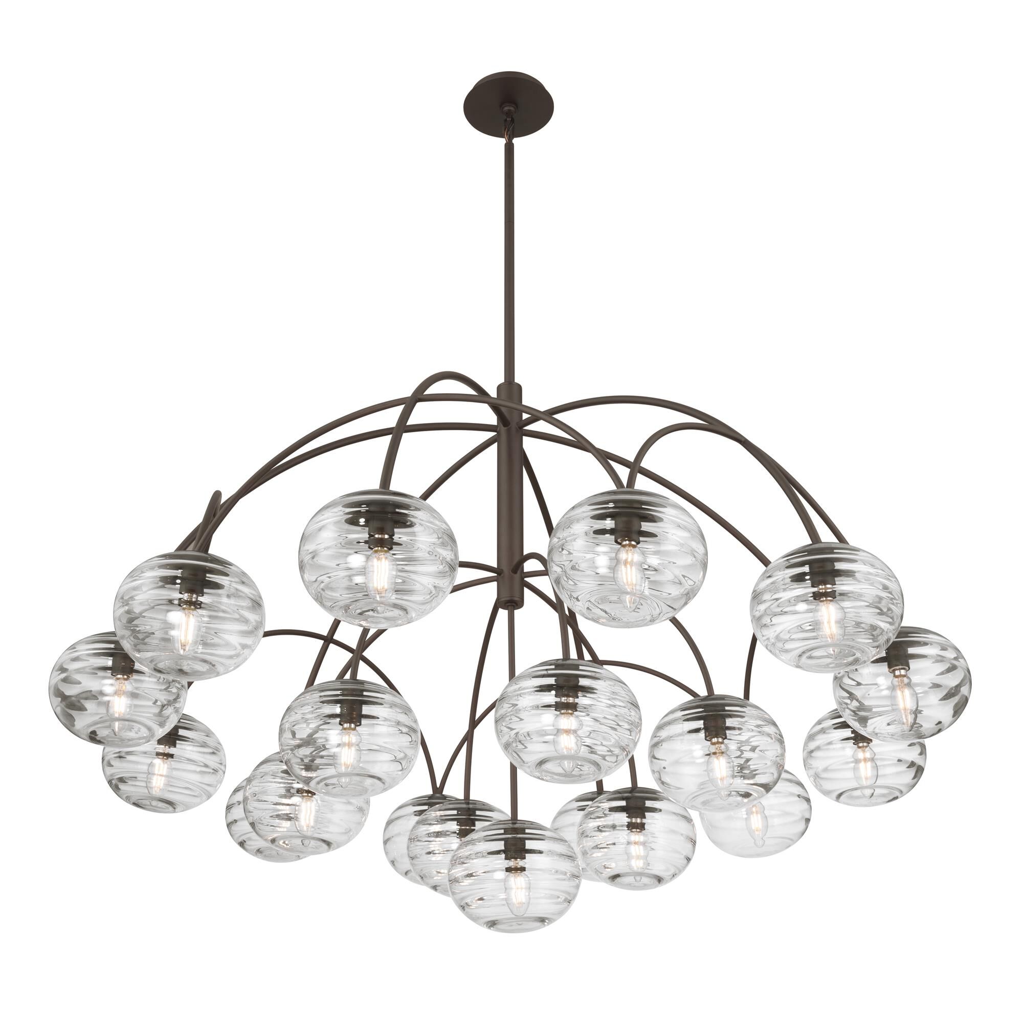 Shown in Dark Bronze finish and Clear Ribbed glass