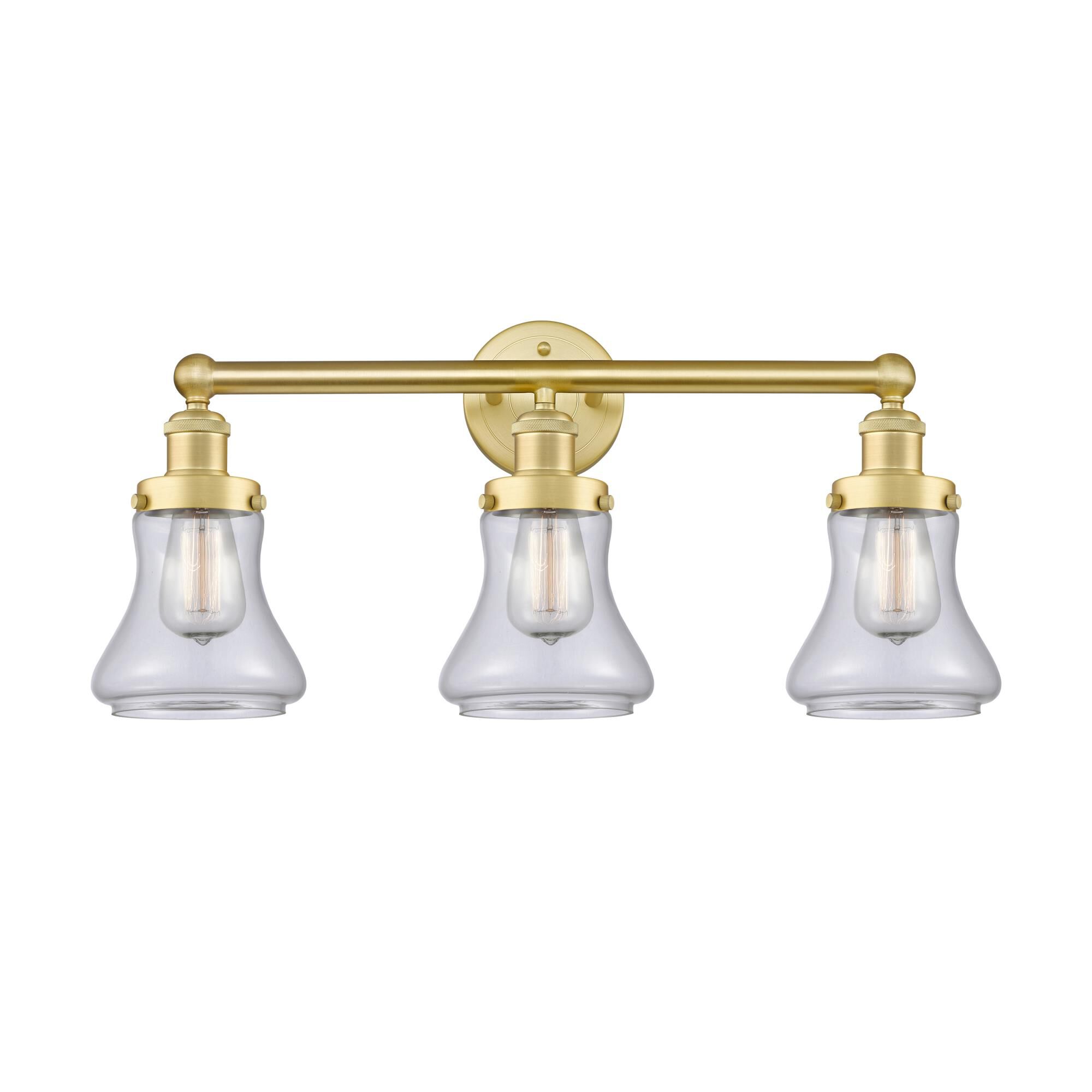 Shown in Satin Gold finish and Clear glass