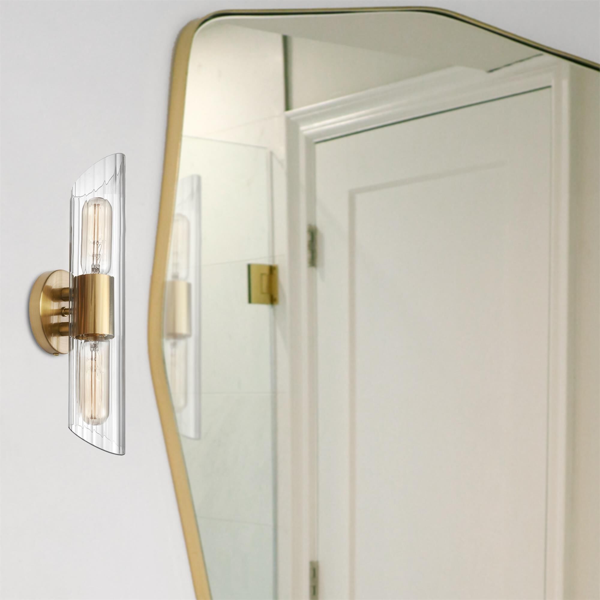 Shown in Clear and Aged Brass finish and Clear Cylinder glass