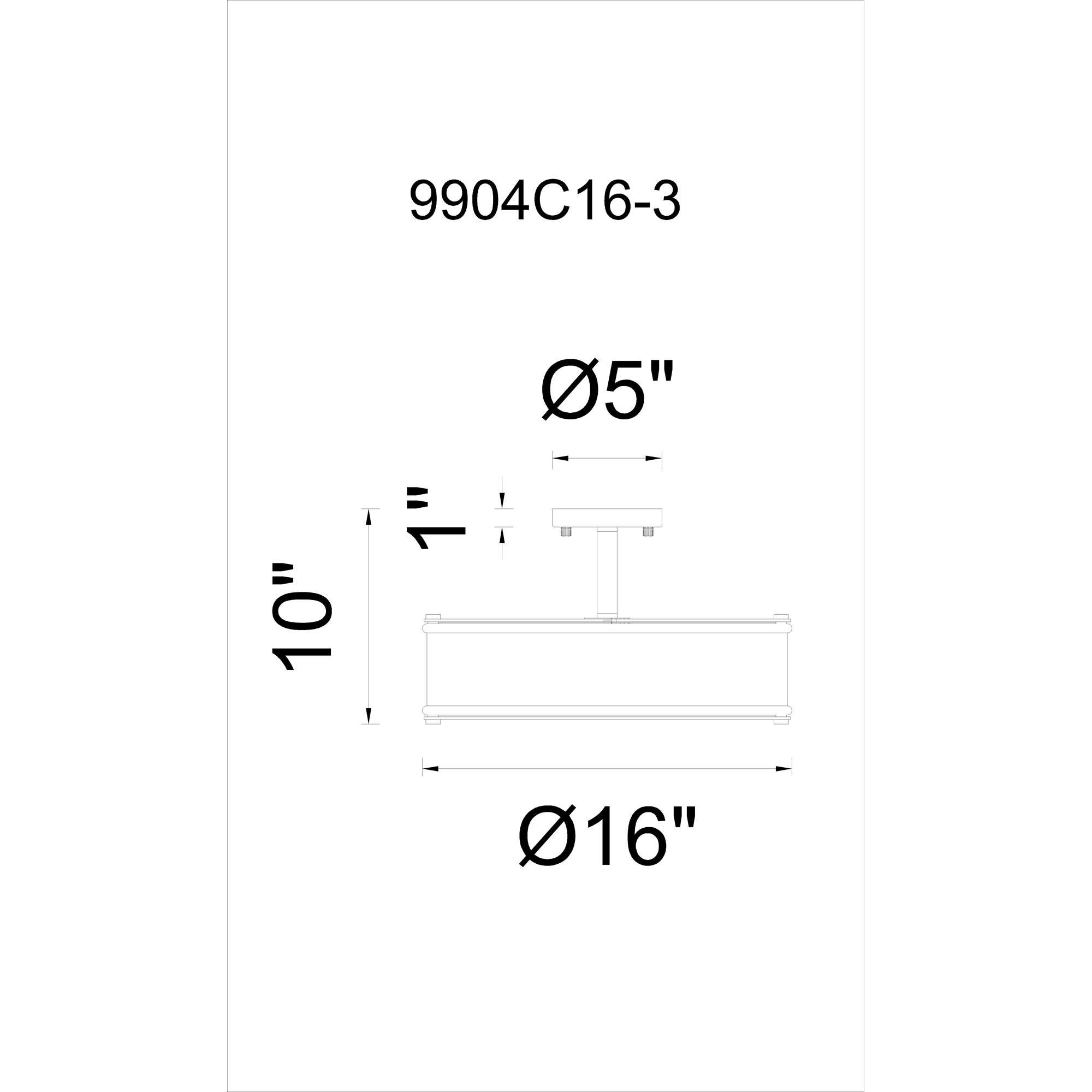 Tigris 16 Inch 3 Light Semi Flush Mount by CWI Lighting