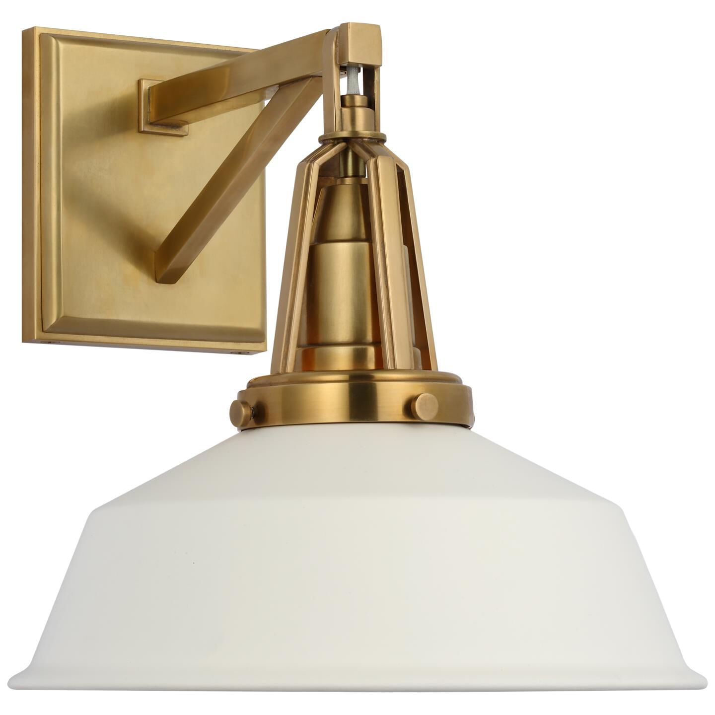 Shown in Antique-Burnished Brass finish and Matte White shade
