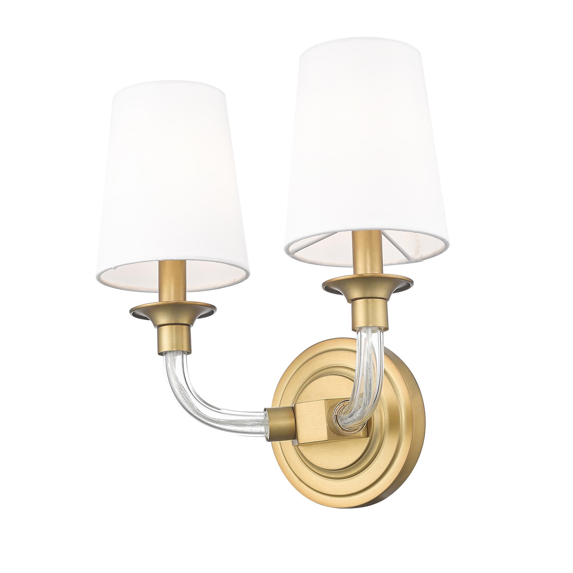 Shown in Rubbed Brass finish and White glass and White shade