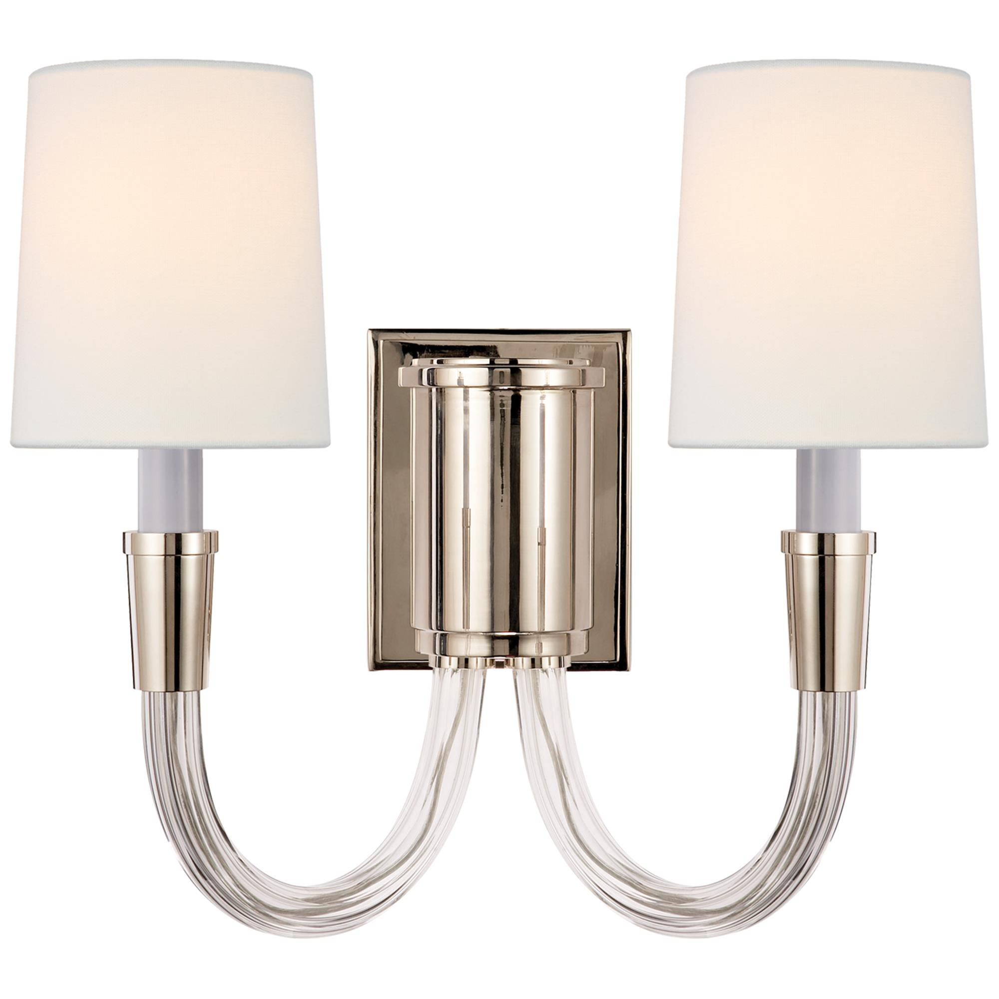 Shown in Polished Nickel  finish and Linen shade