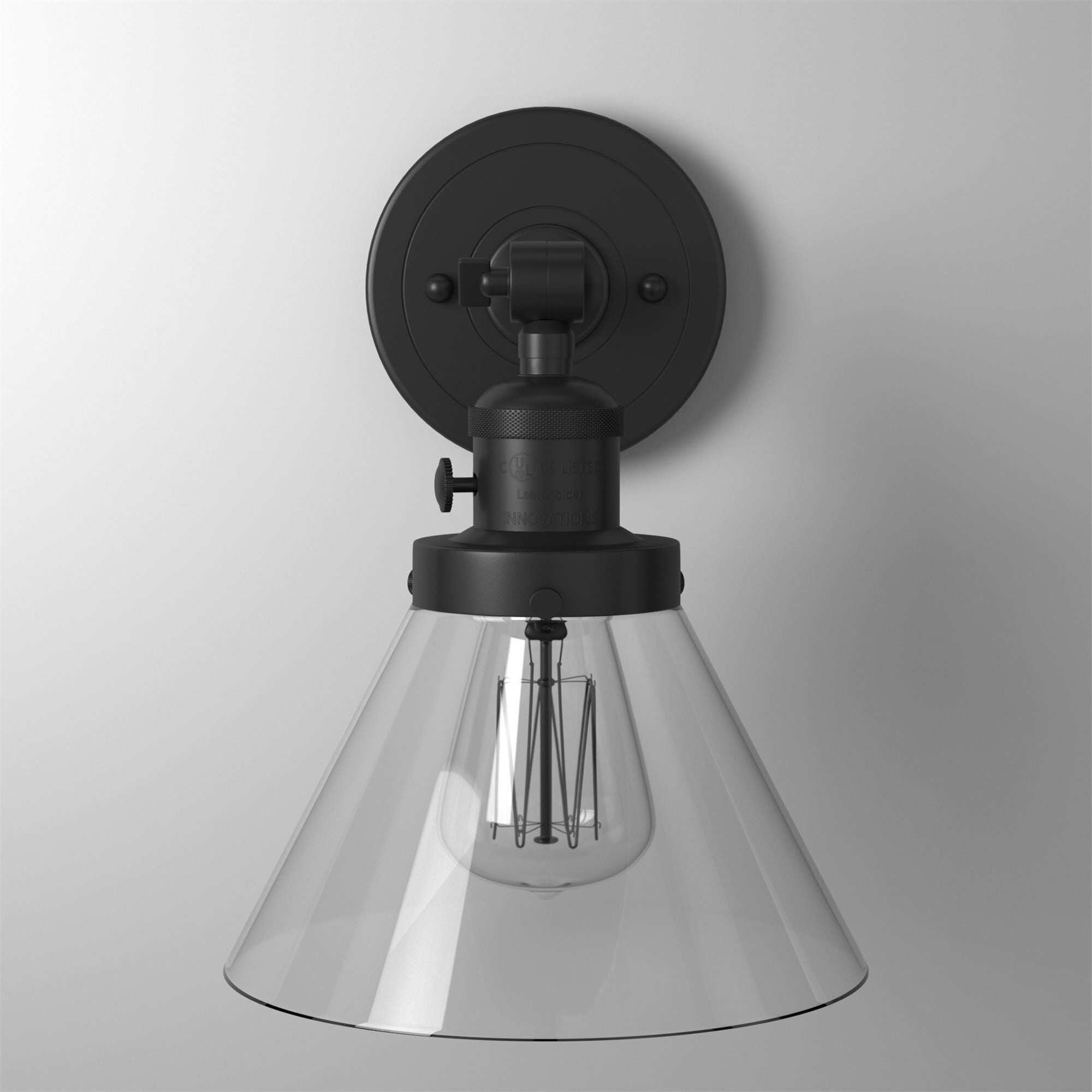 Shown in Matte Black finish and Clear glass and Brushed Satin Nickel shade and No Accent accent