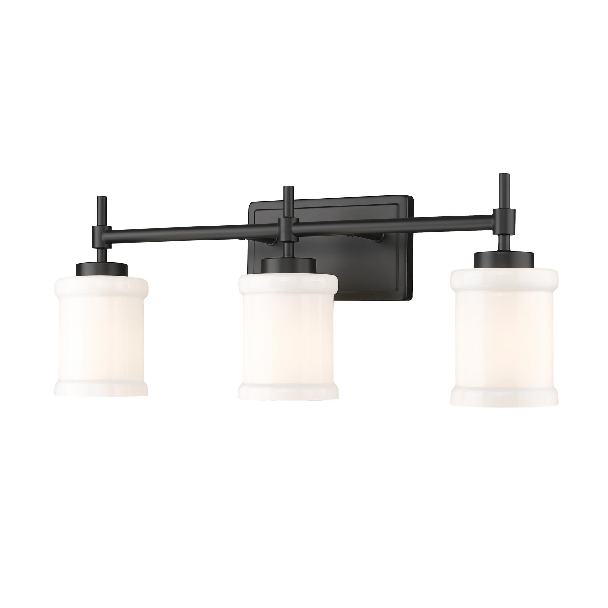 Shown in Matte Black finish and Gloss Opal glass and Gloss Opal shade