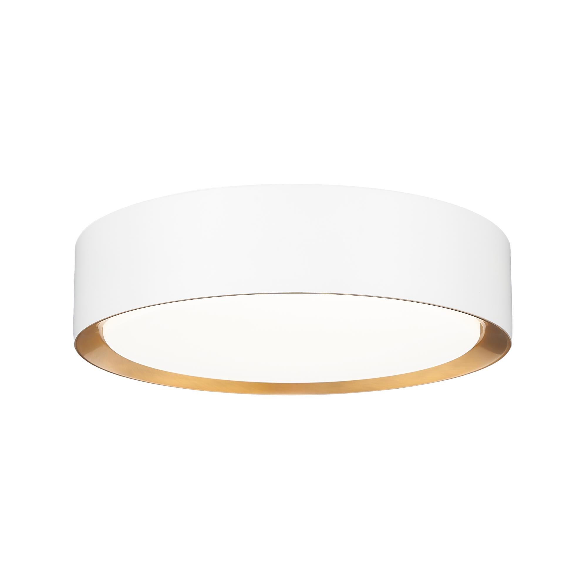 Shown in Matte White And Modern Gold finish and Frosted glass and Frosted shade
