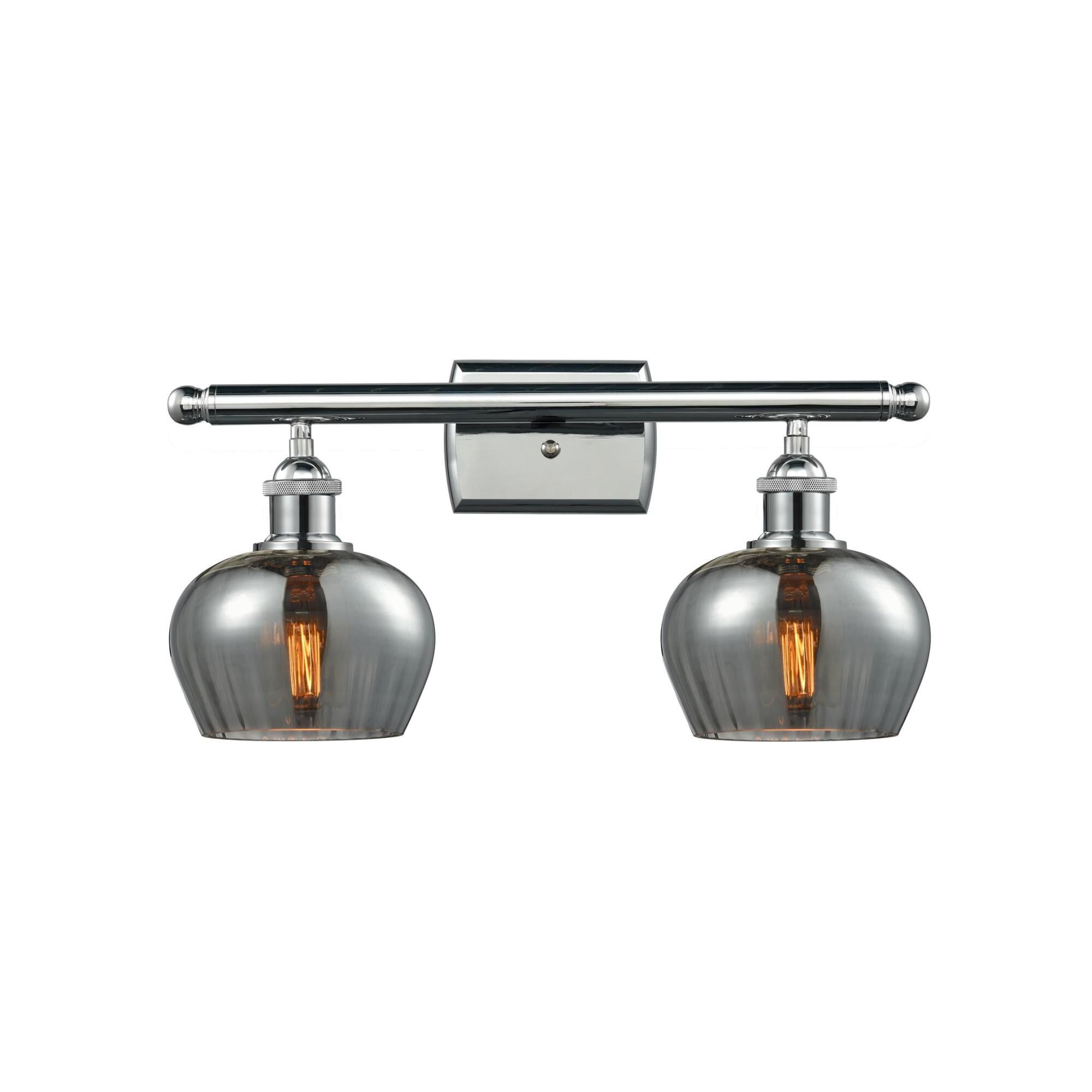 Shown in Polished Chrome finish and Smoked Fluted glass