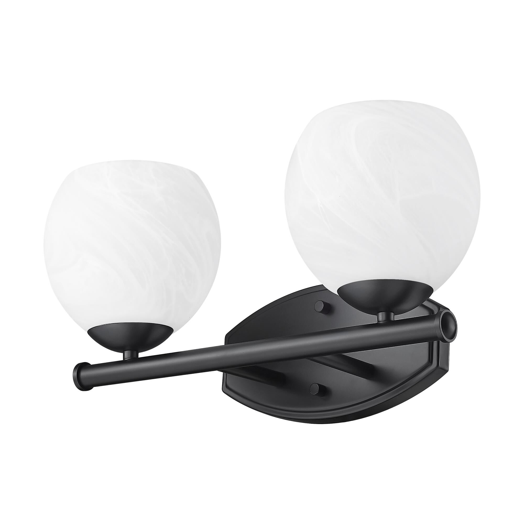 Shown in Matte Black finish and Feathered White glass