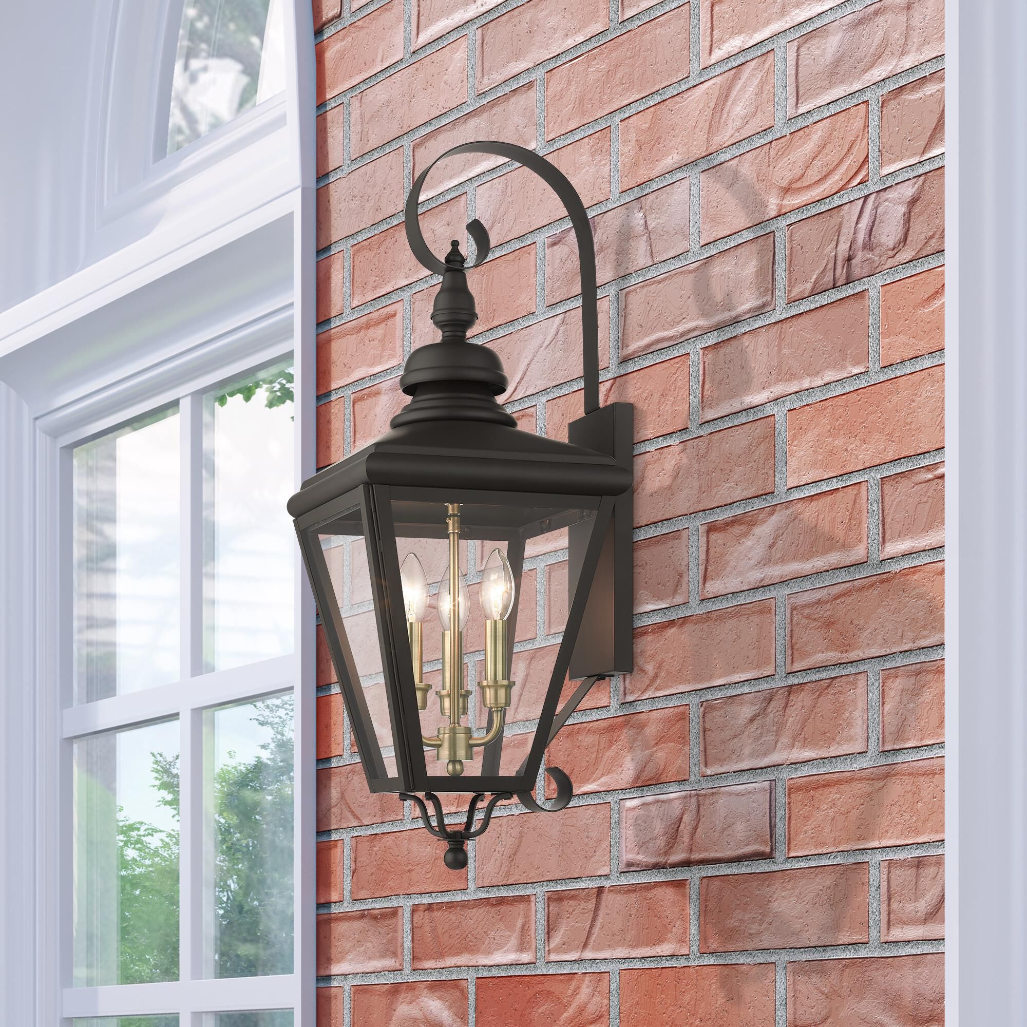 Adams 29 Inch Tall 3 Light Outdoor Wall Light by Livex Lighting