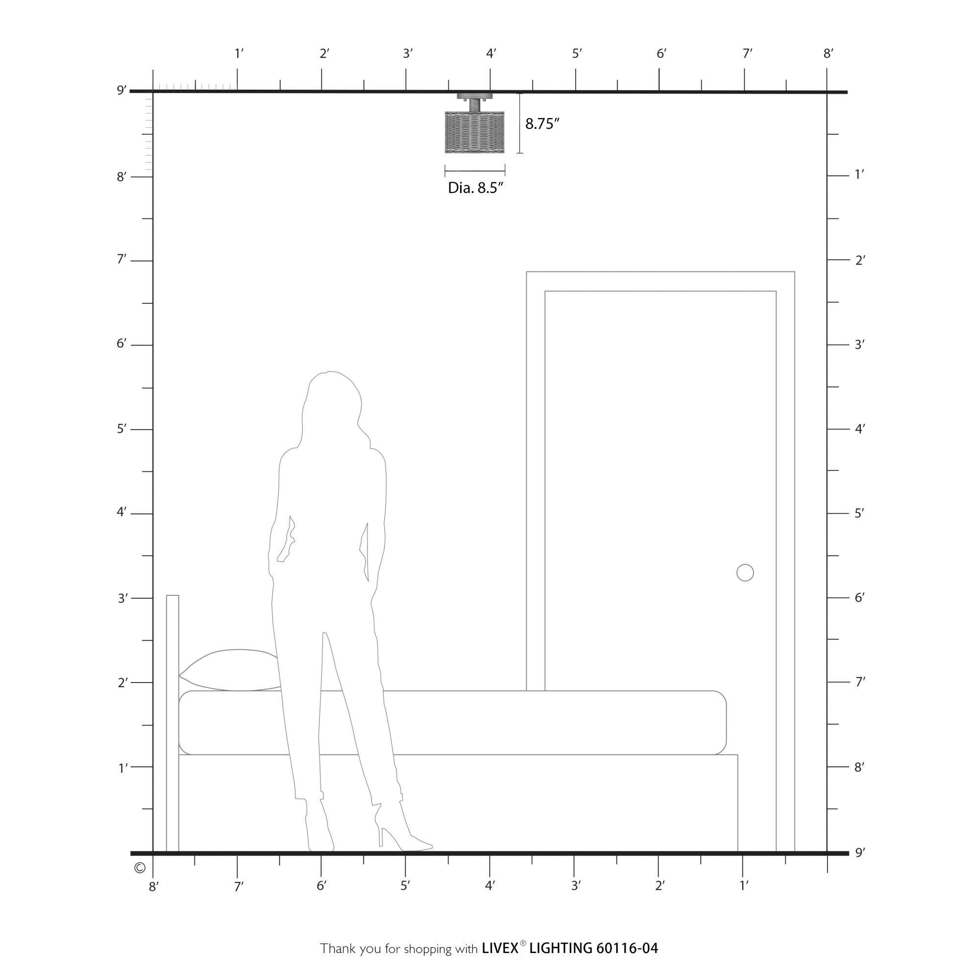 Shown in Black finish and Hand-Woven Charred Gray Color Rattan shade