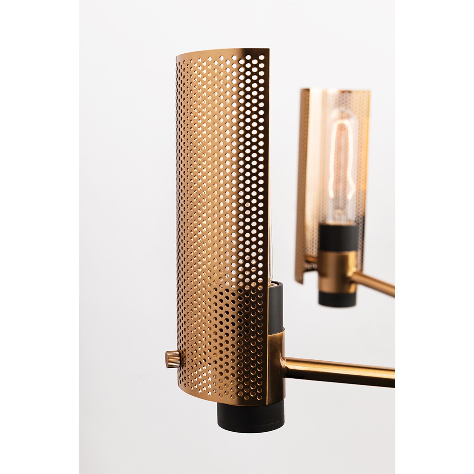 Shown in Modern Bronze And Aged Brass finish and Plated Brass Steel shade